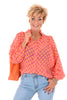 Korte blouse roezel schelp fuchsia/oranje