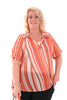 Blouse korte mouwen gestreept oranje