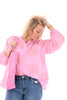 Katoenen blouse lurex zonnebloem roze