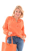 Katoenen blouse lurex zonnebloem oranje