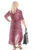Overslag jurk roezel panter roze