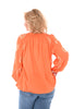 Katoenen blouse lurex leaves oranje