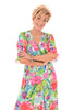 Overslag jurk roezel bloem roomwit