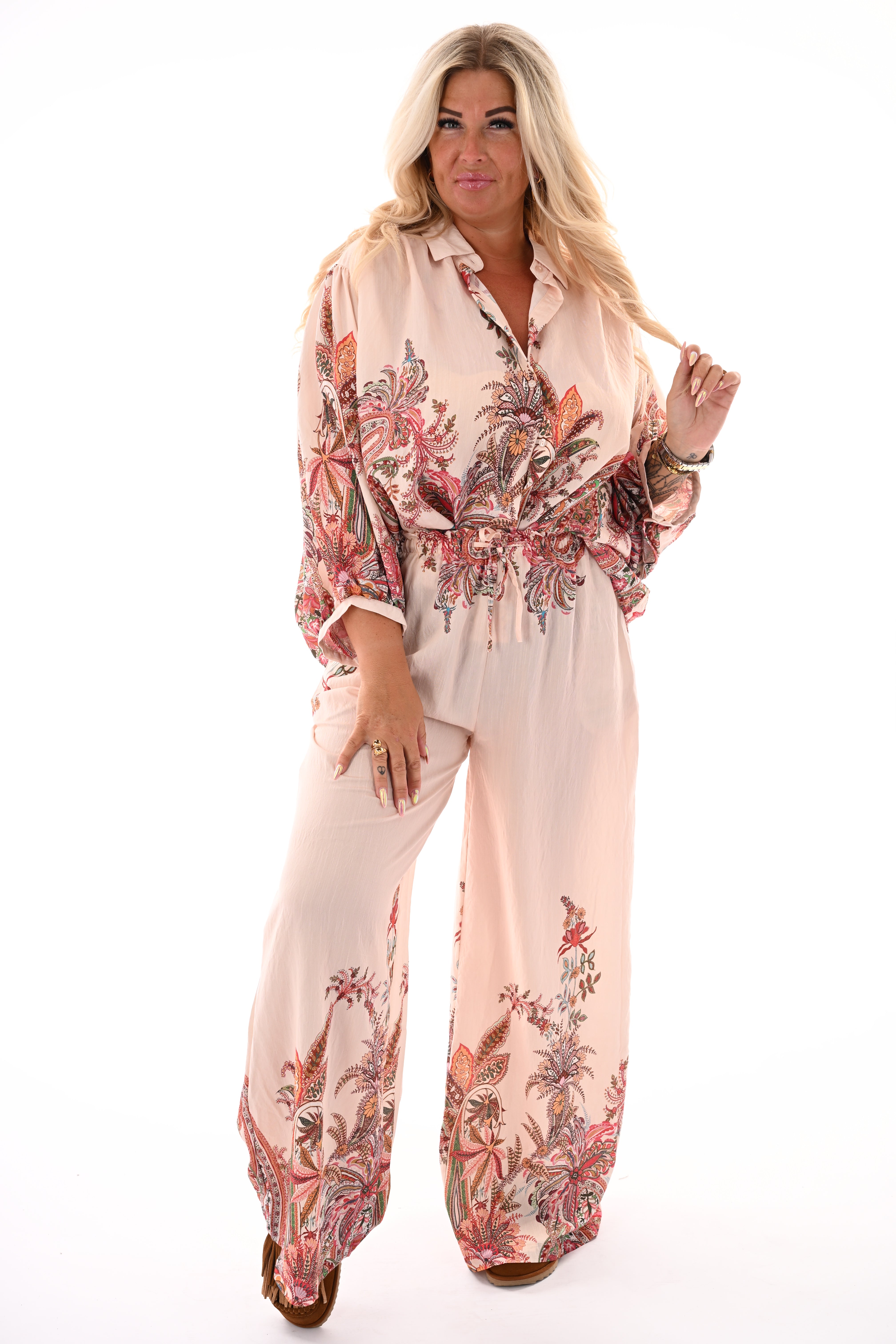 Tweedelig set paisley poederroze