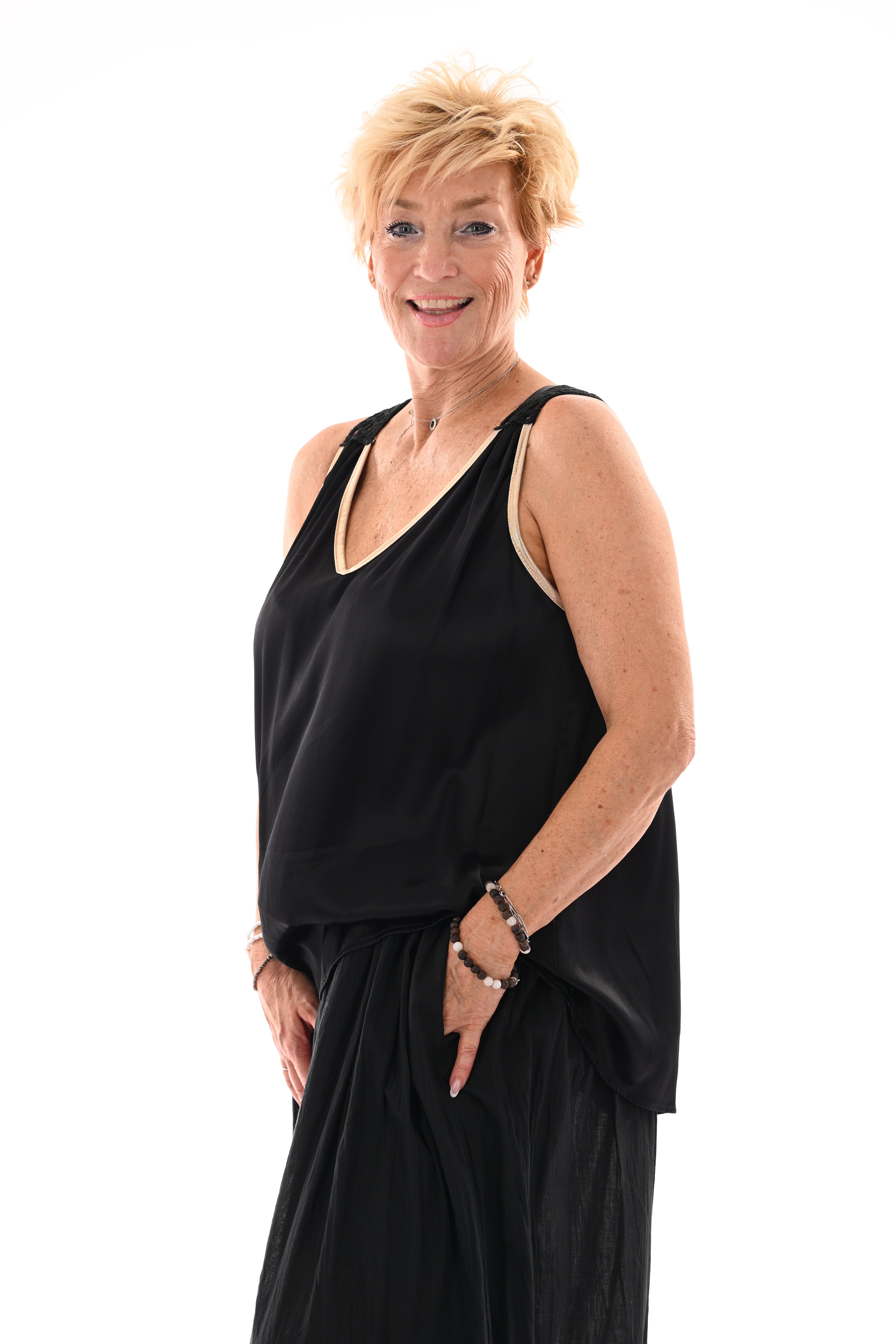 Silky top gehaakte rug zwart