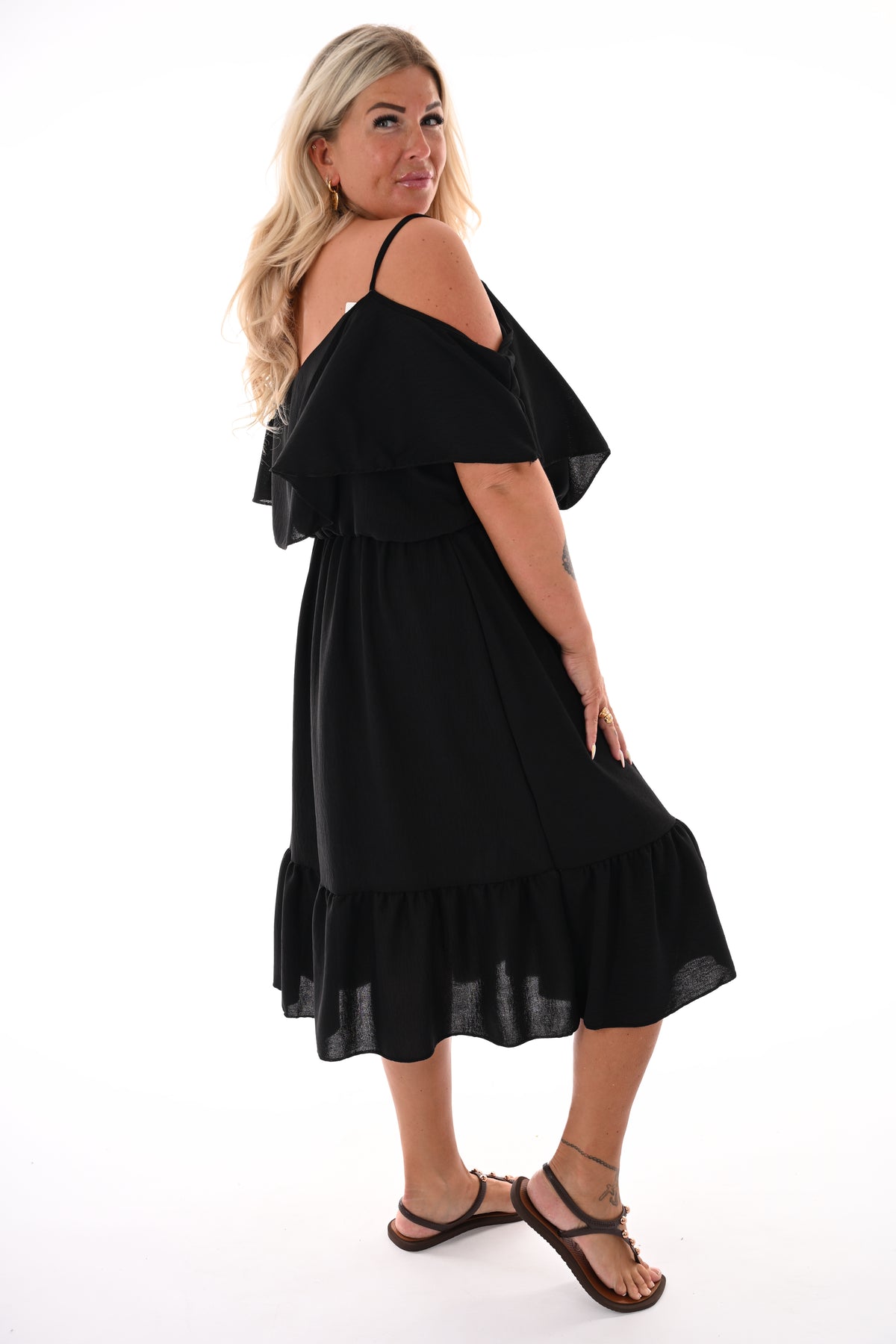 Jurk met ruche top zwart