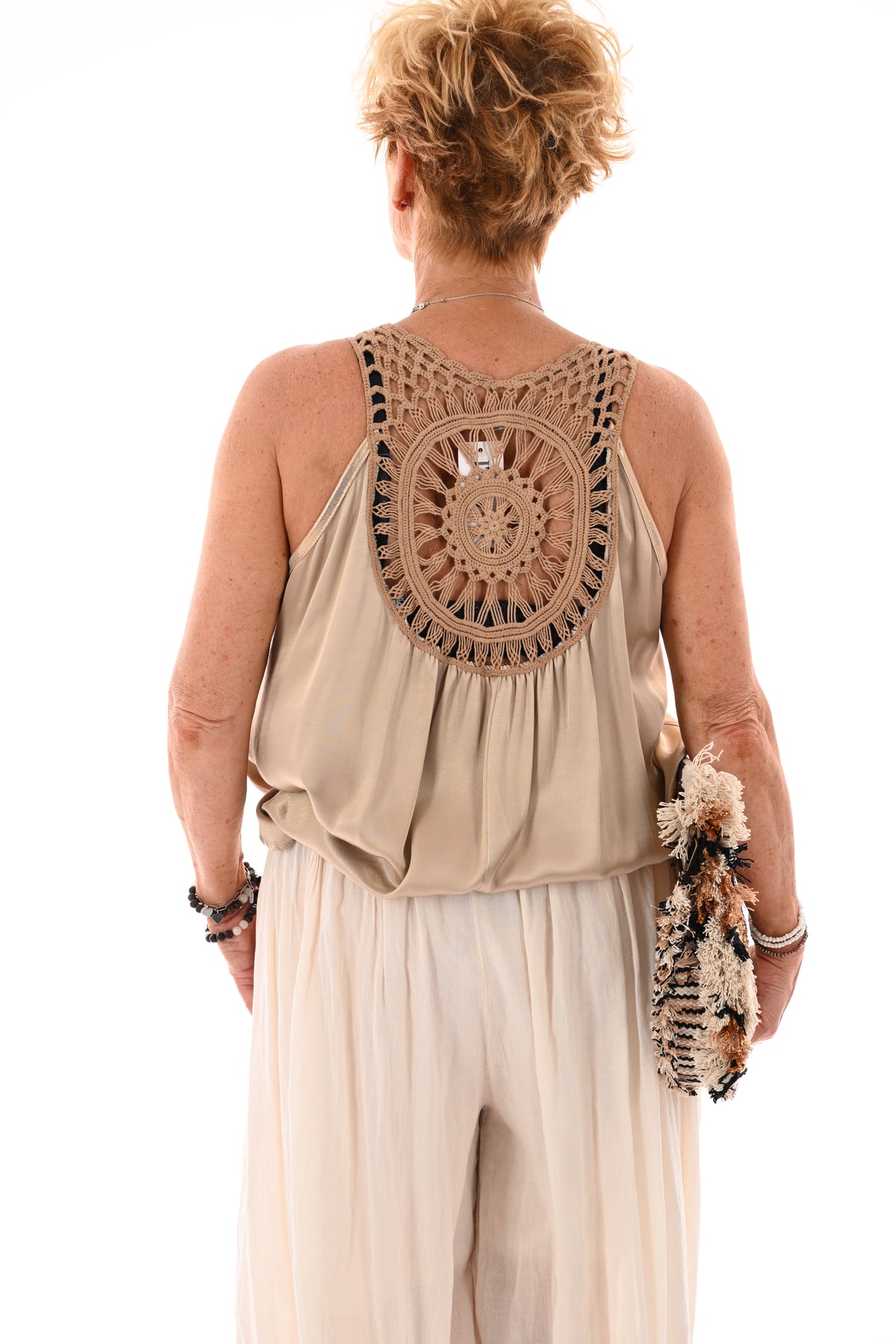 Silky top gehaakte rug camel