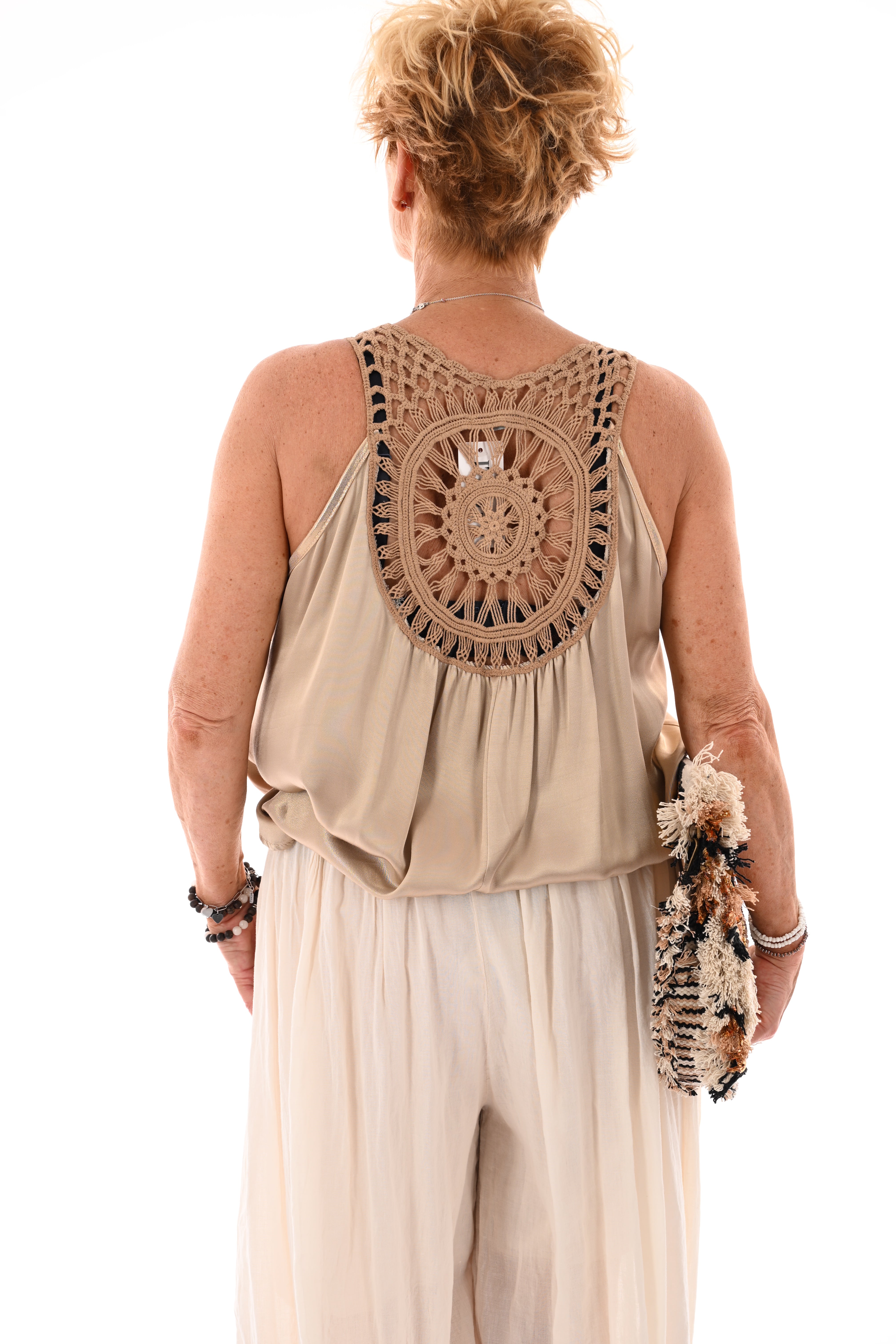 Silky top gehaakte rug camel