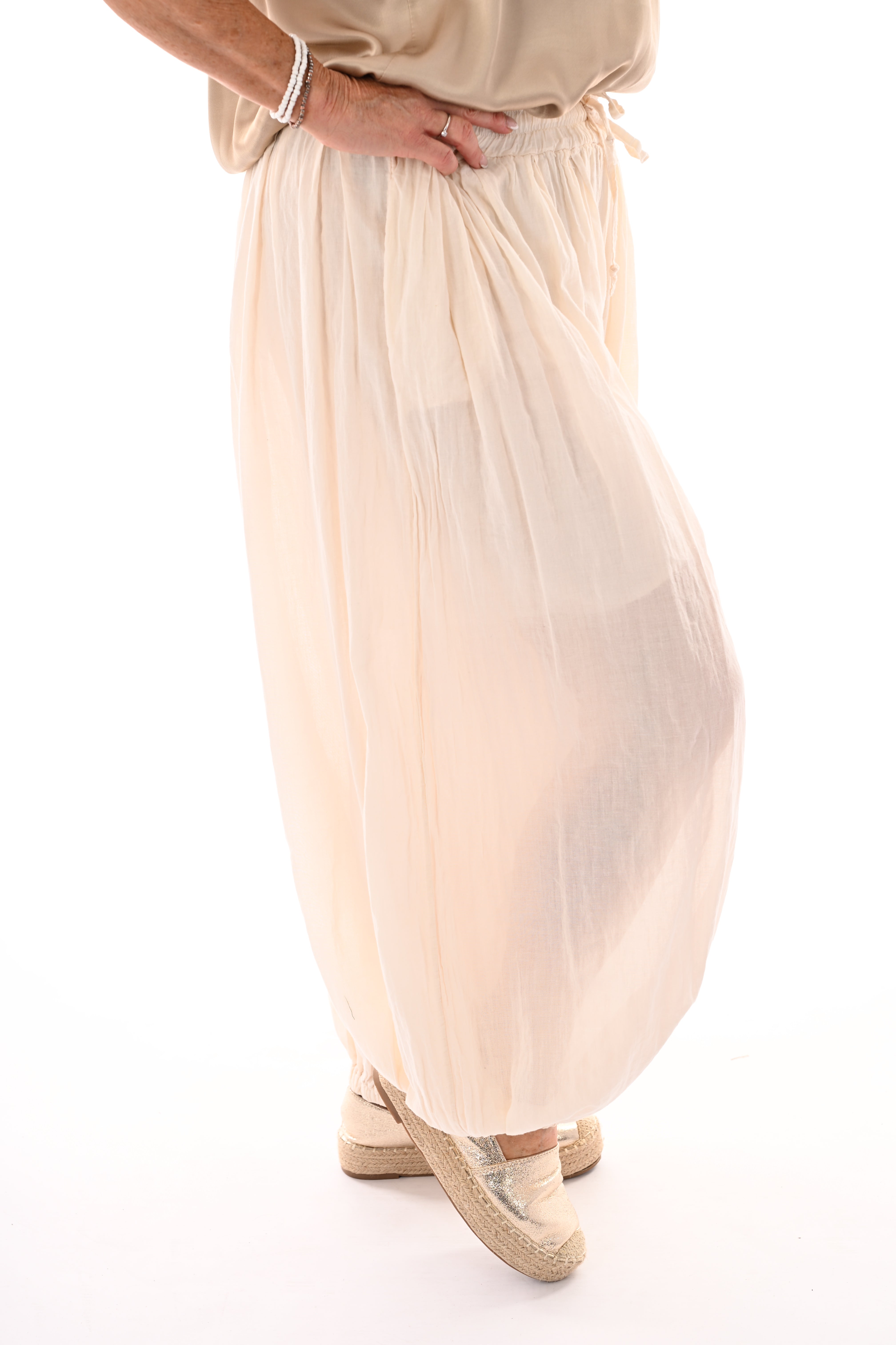 Ballon broek uni creme