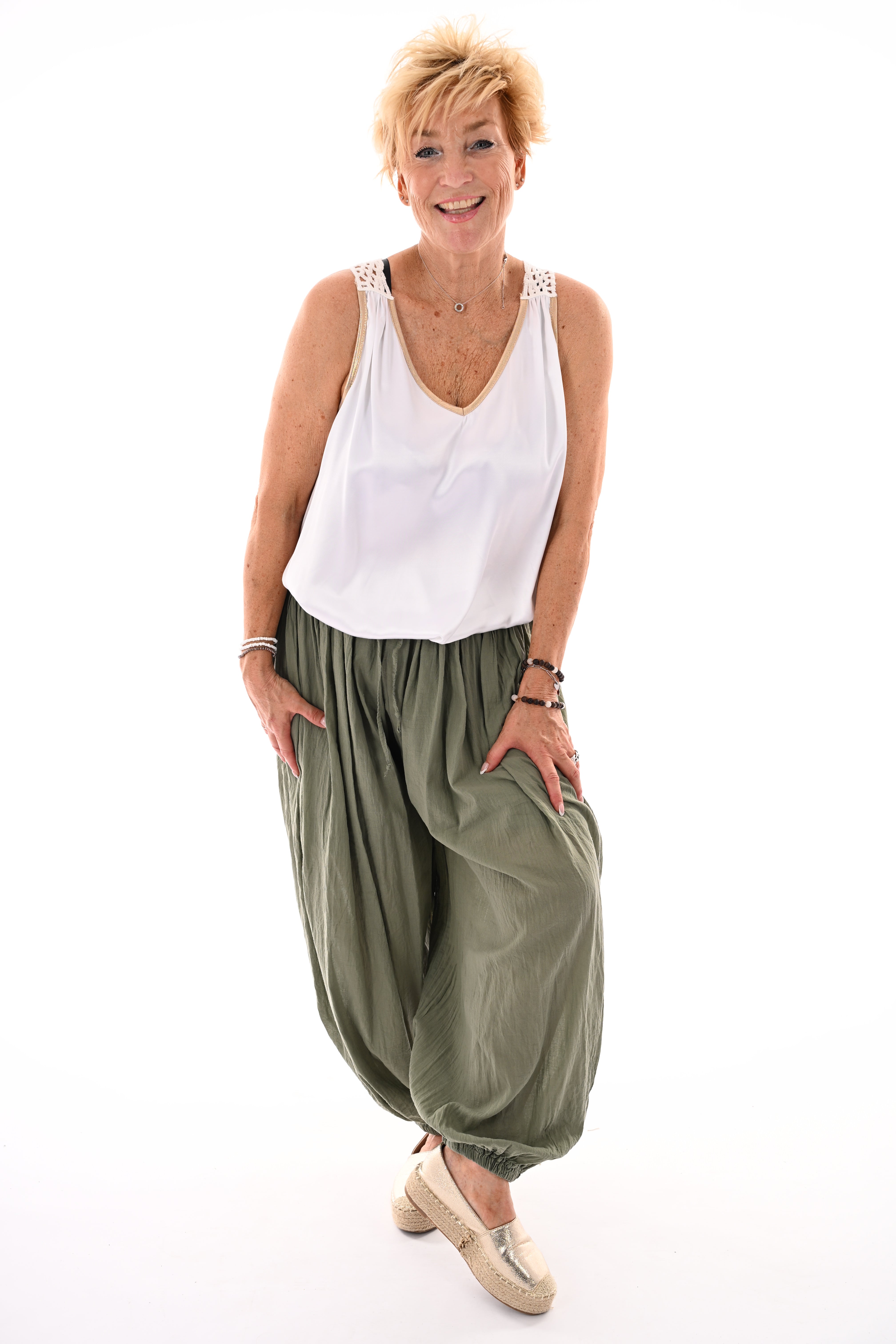 Silky top gehaakte rug roomwit
