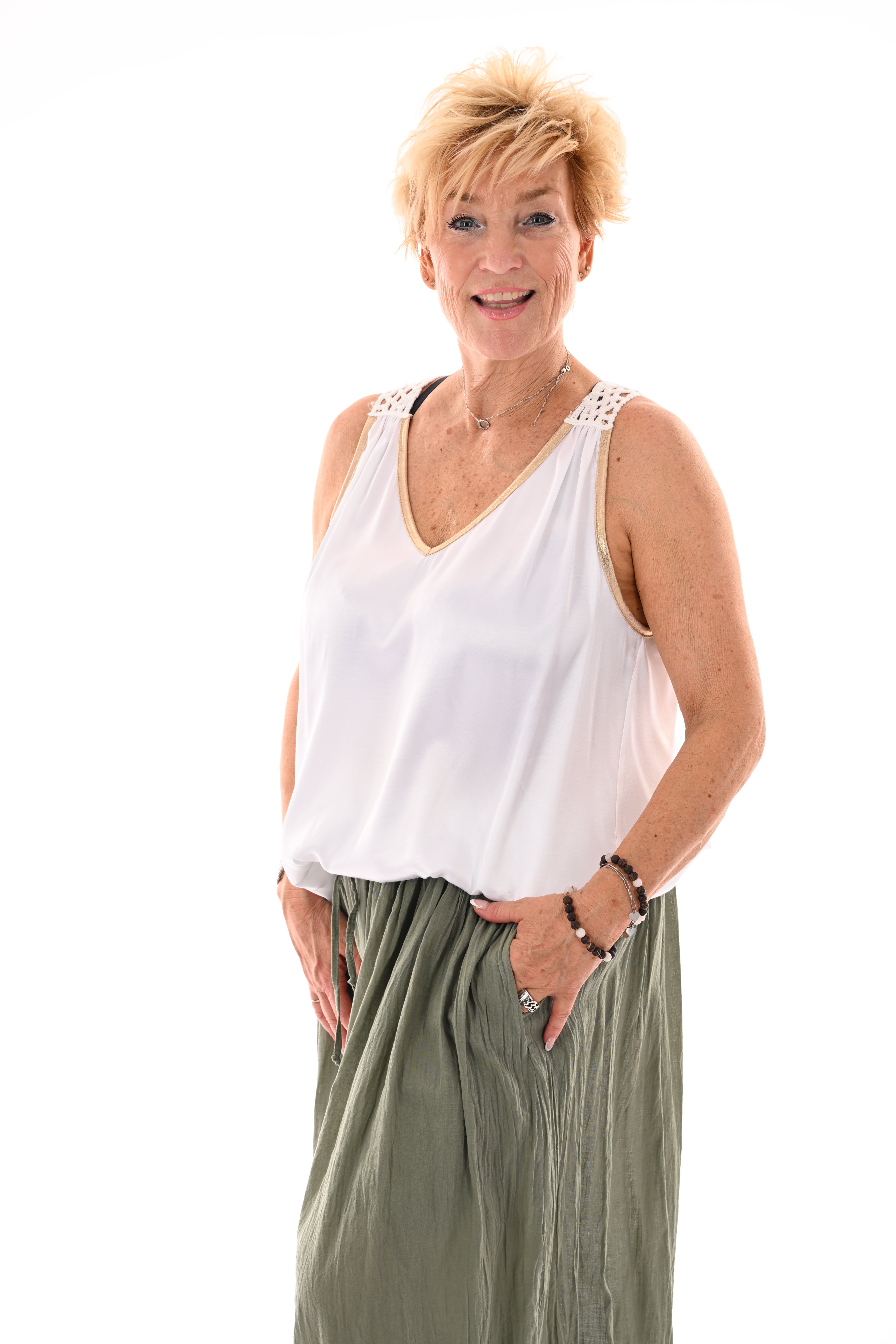 Silky top gehaakte rug roomwit