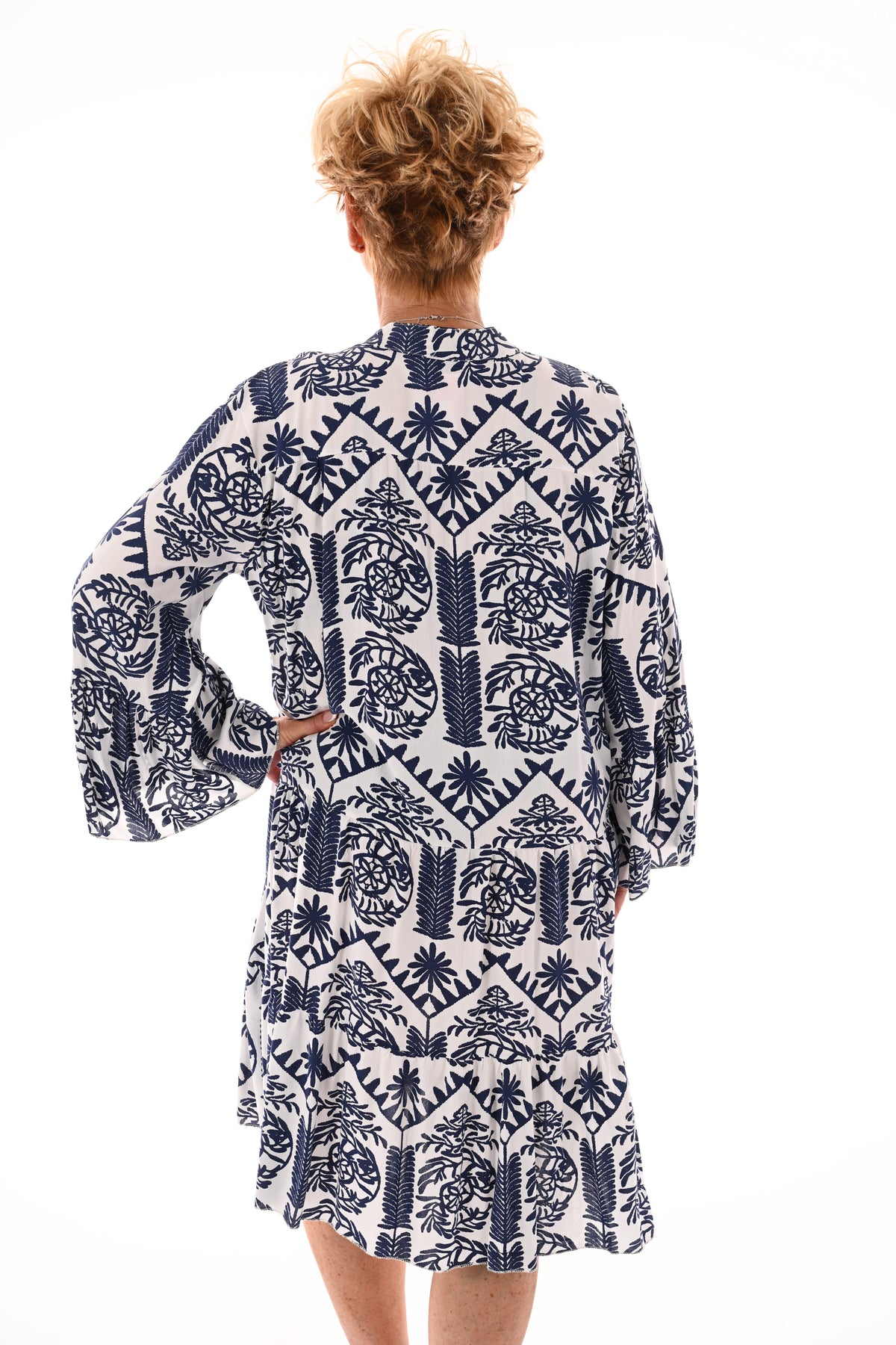 Tuniek v-hals stroken tekens marineblauw