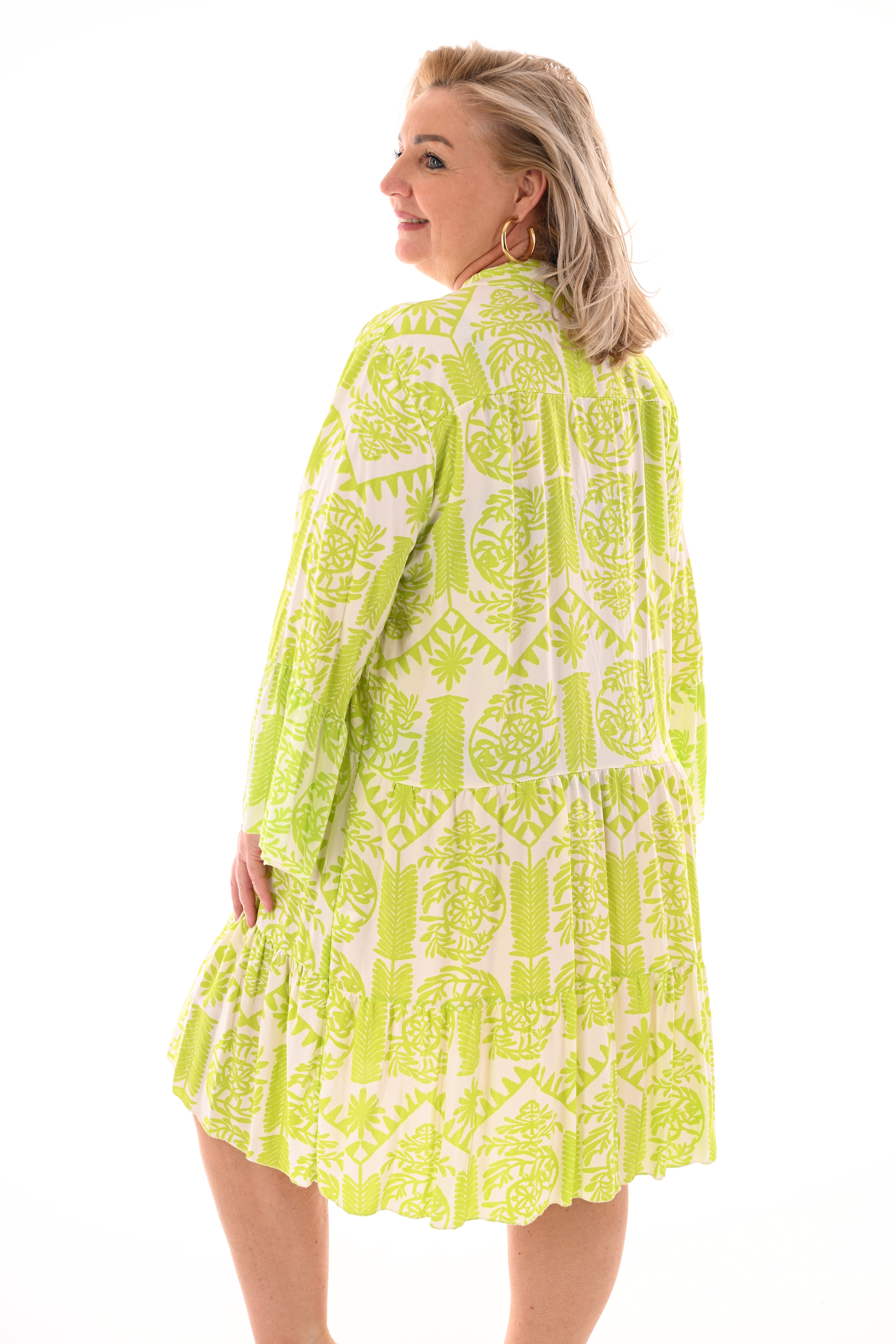 Tuniek v-hals stroken tekens lime