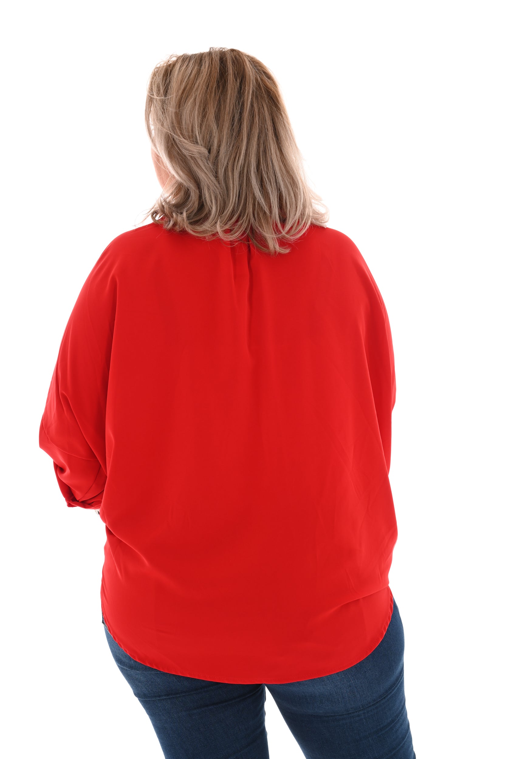 Oversized blouse ophaalmouwen rood