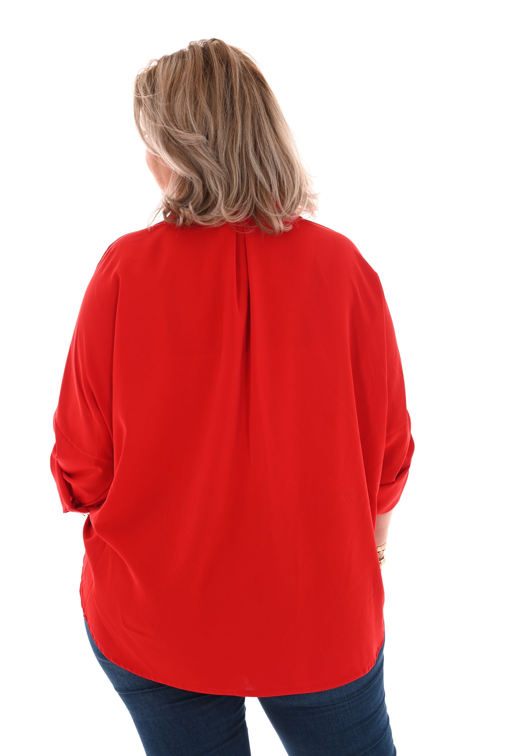 Oversized blouse ophaalmouwen rood