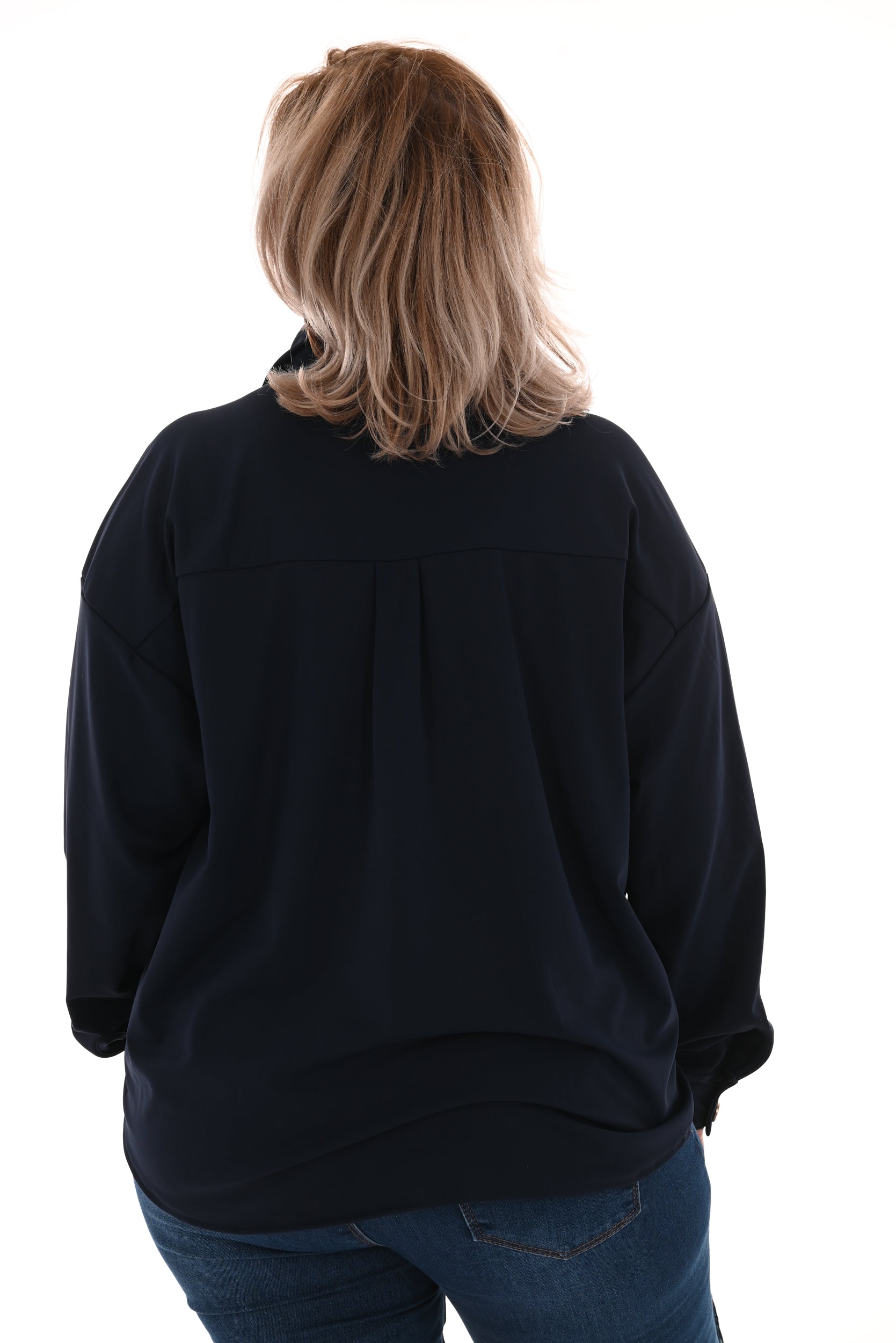 Oversized blouse knoopdetail marineblauw