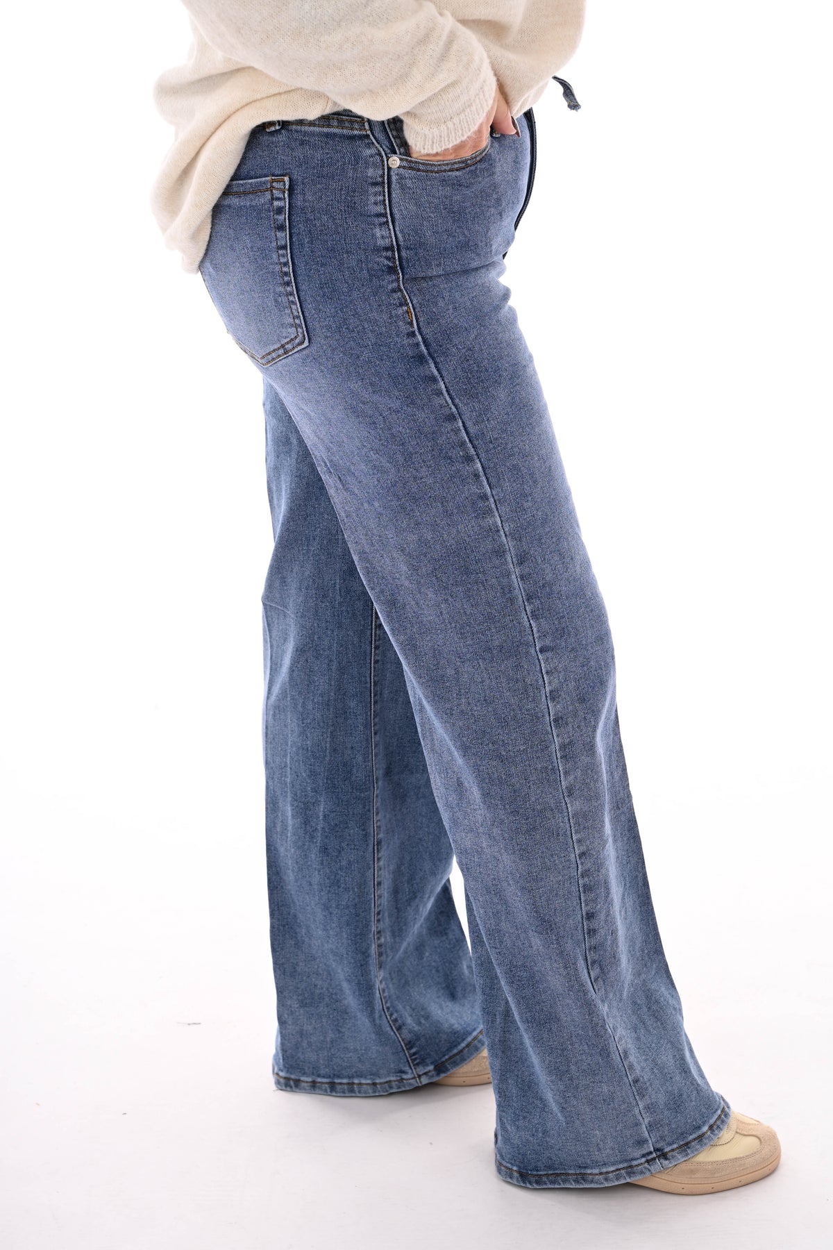 Kate jeans wide leg met ceintuur blauw