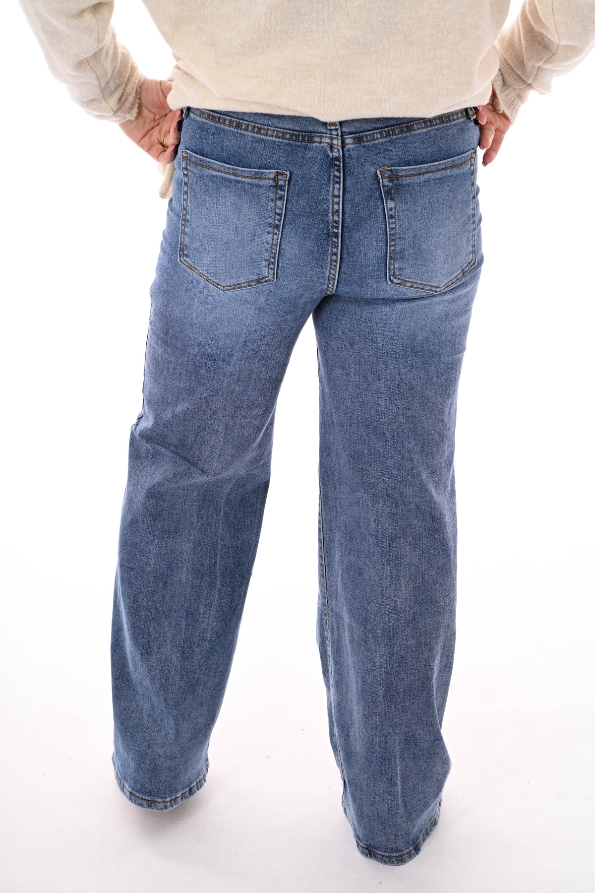 Kate jeans wide leg met ceintuur blauw