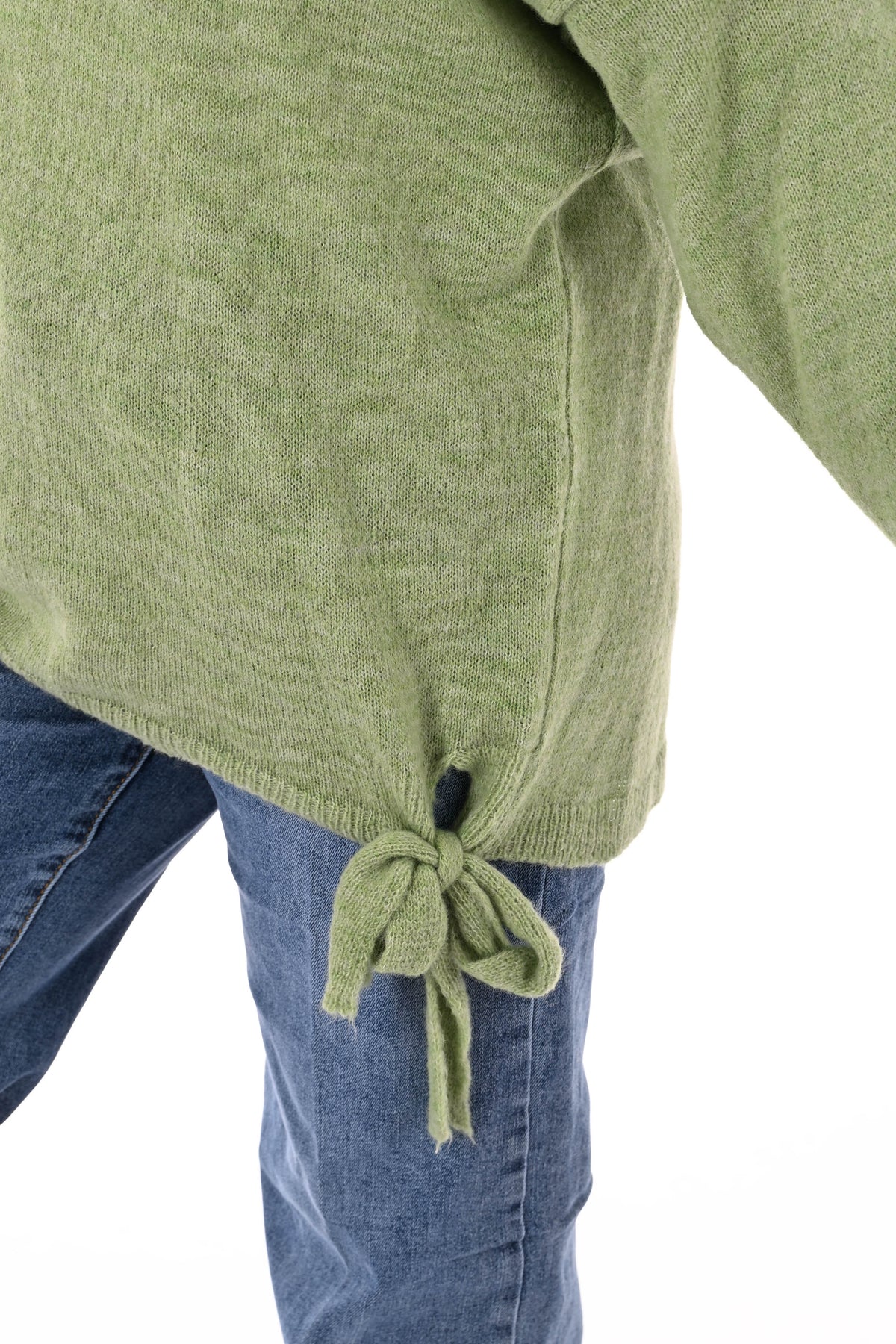 Gebreide trui v-hals uni  matcha