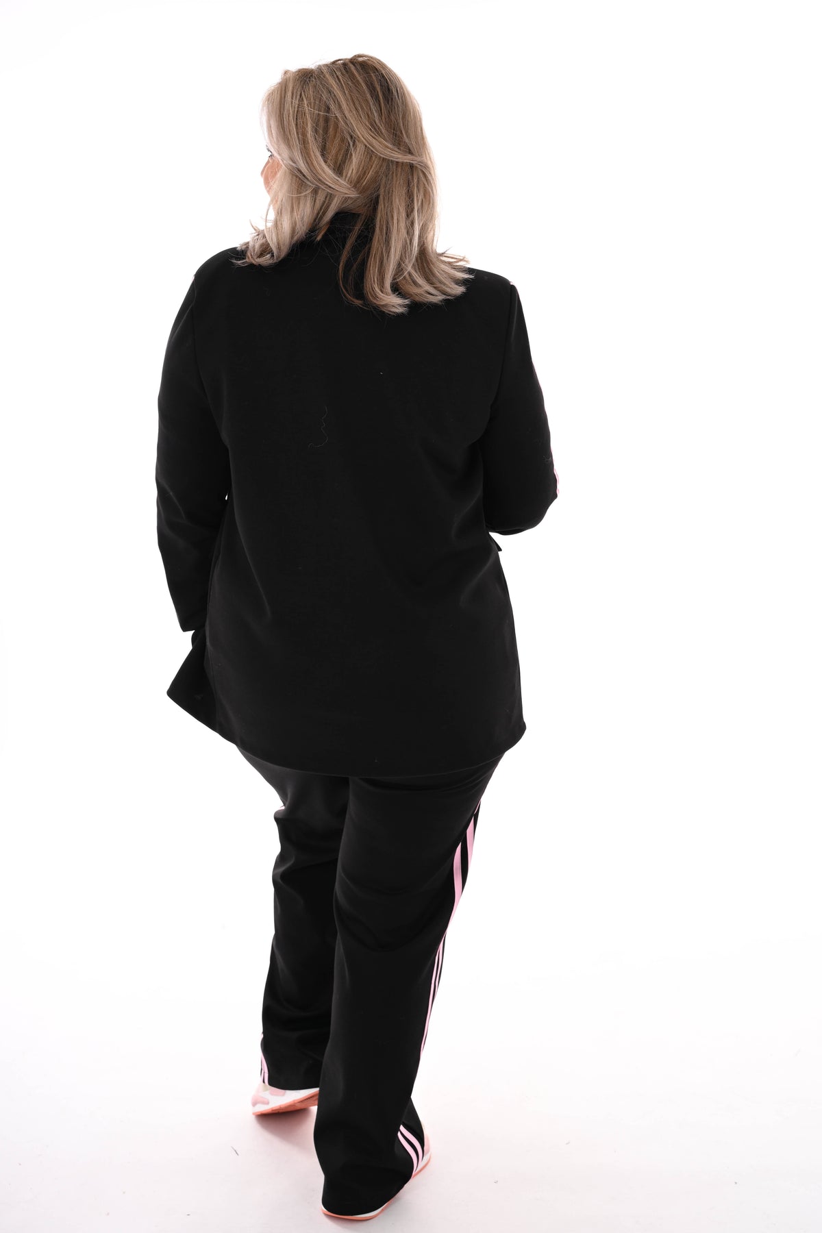 jogging blazer pak met bies zwart