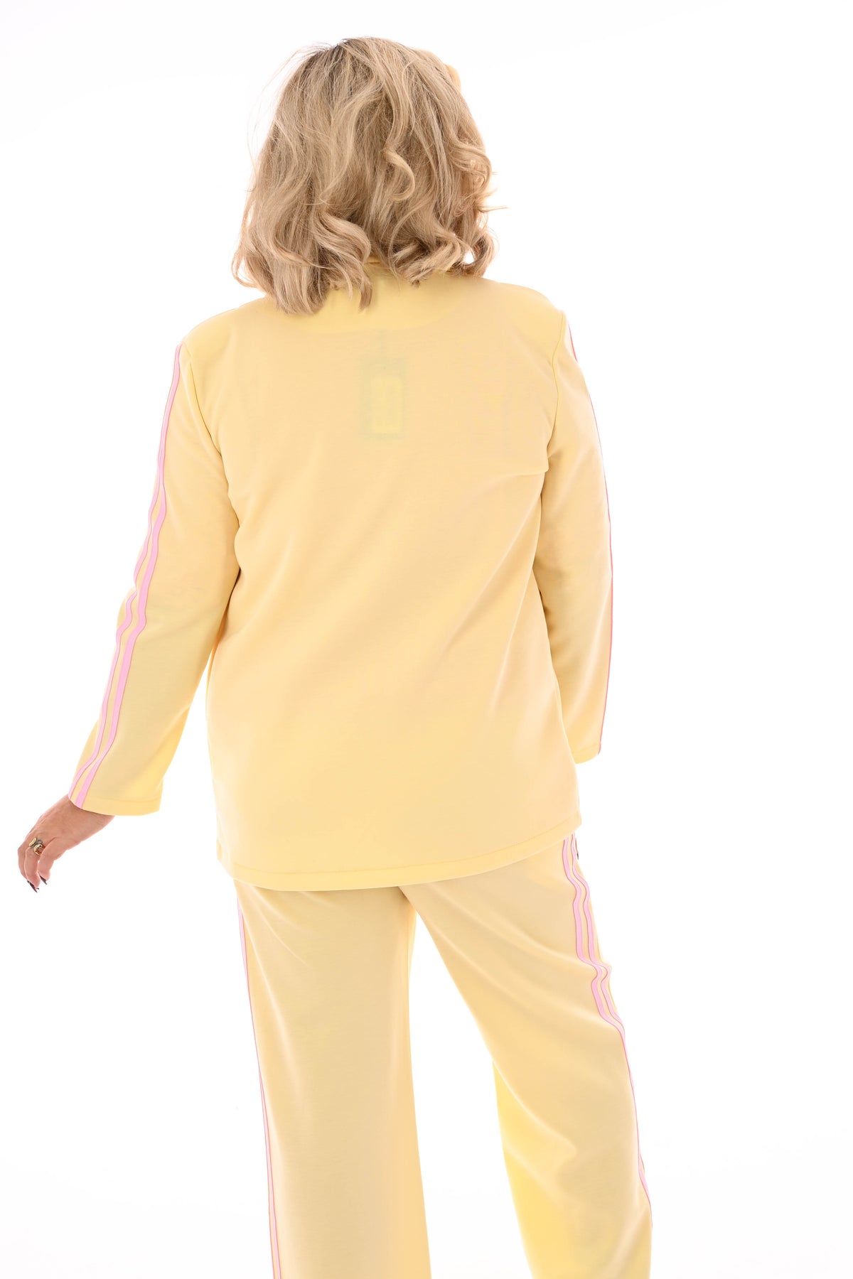 jogging blazer pak met bies lichtgeel