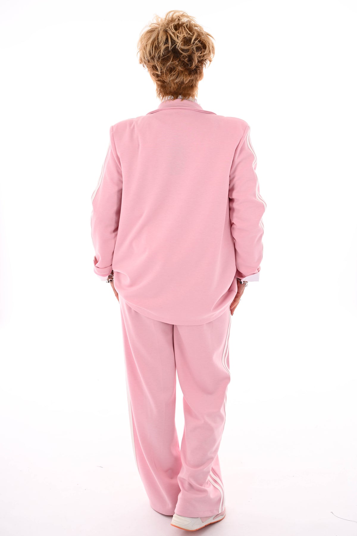 jogging blazer pak met bies lichtroze