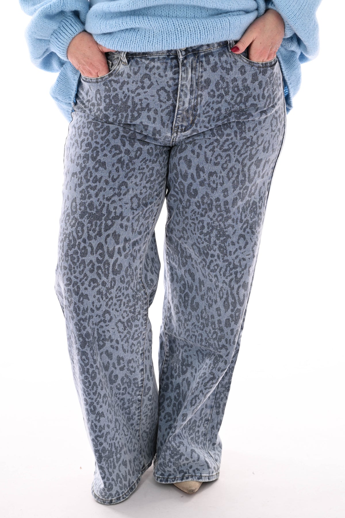 Laulia wide leg jeans panterprint blauw