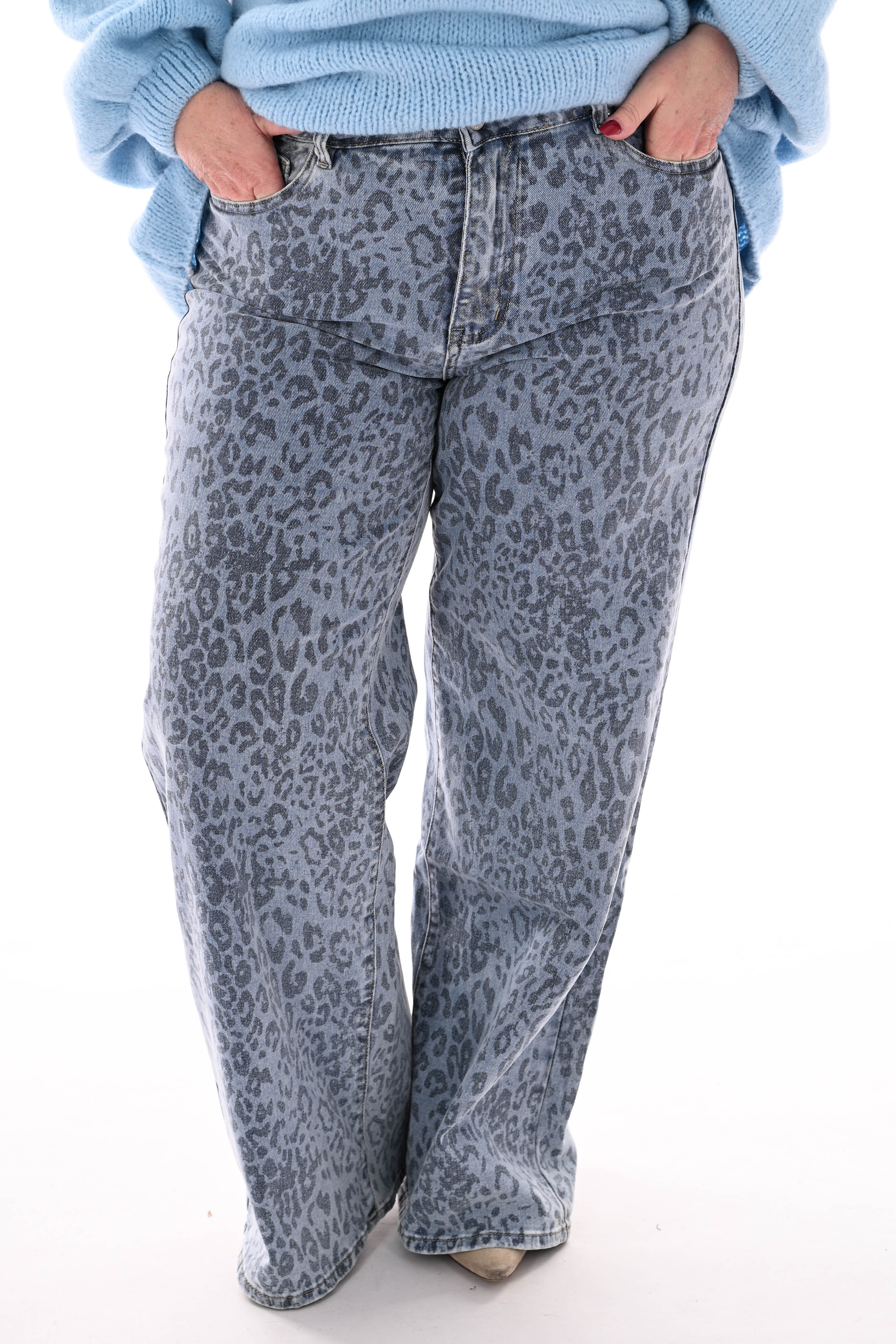 Laulia wide leg jeans panterprint blauw