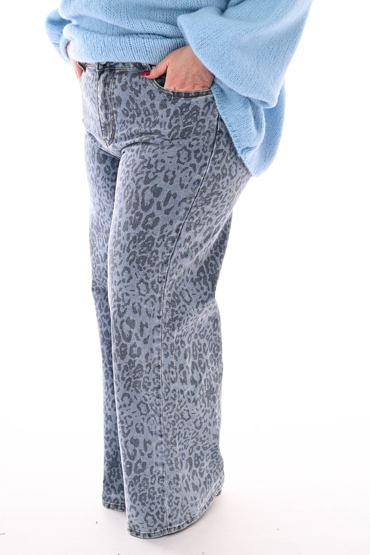 Laulia wide leg jeans panterprint blauw