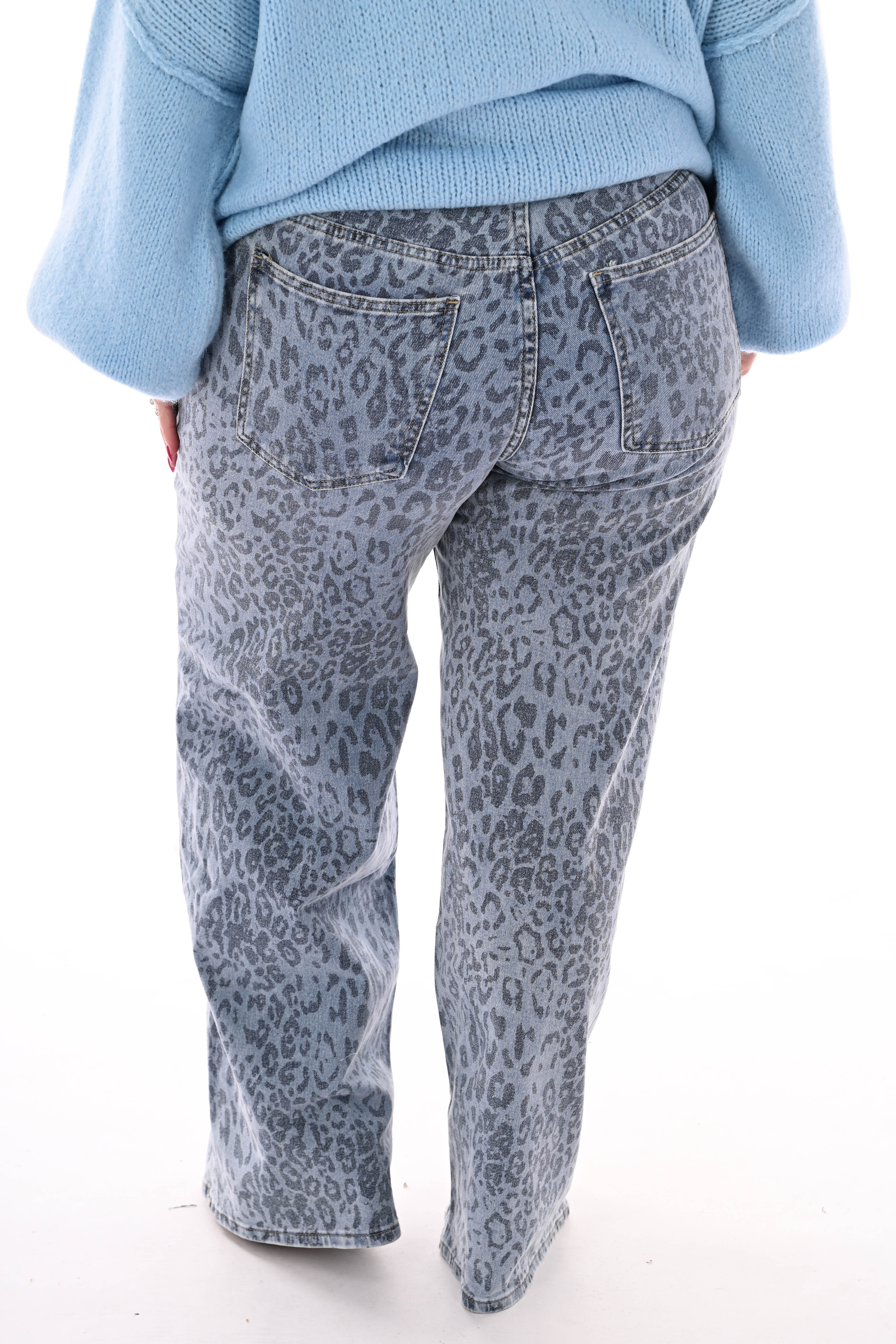 Laulia wide leg jeans panterprint blauw
