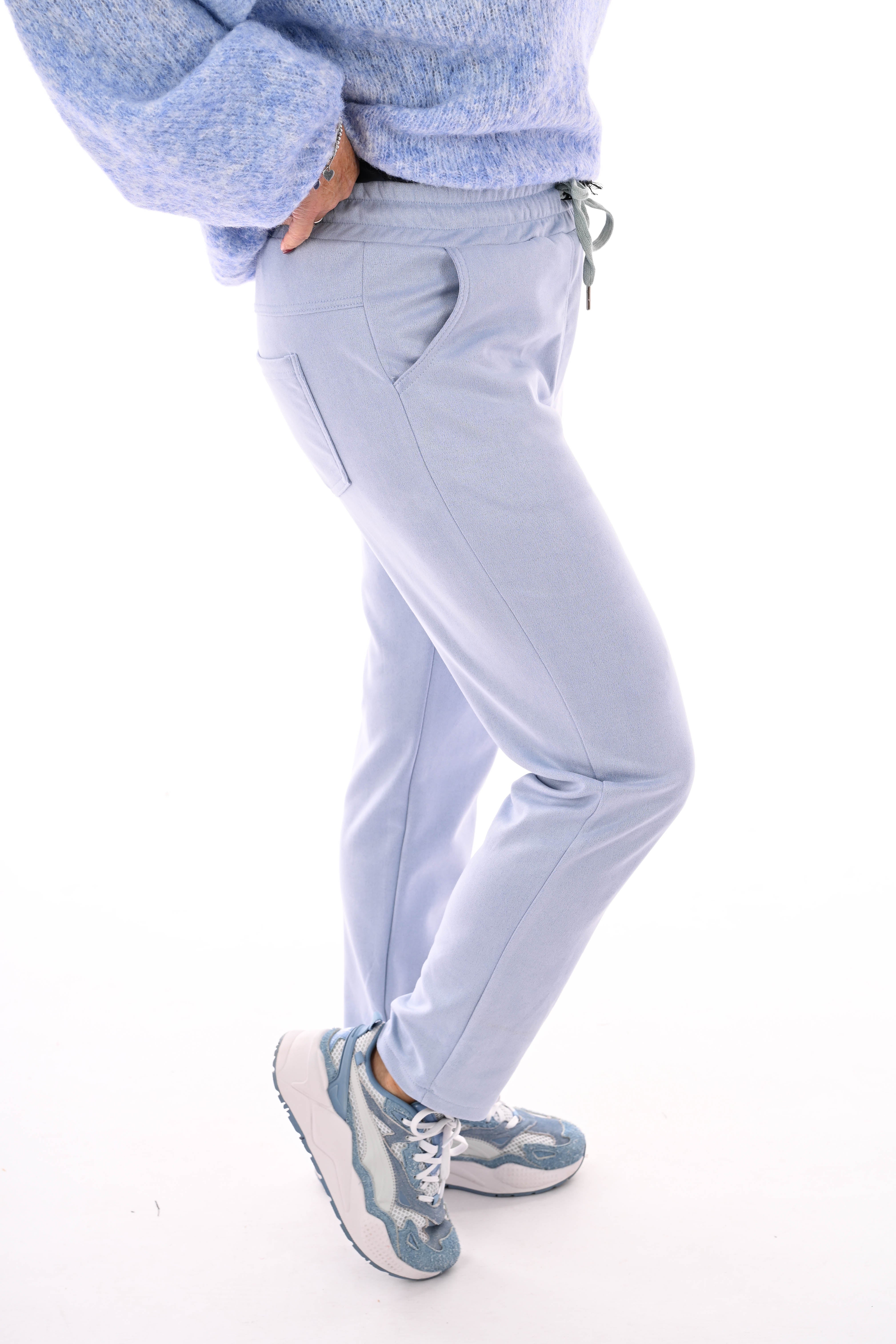 Jogger suedelook uni lichtblauw