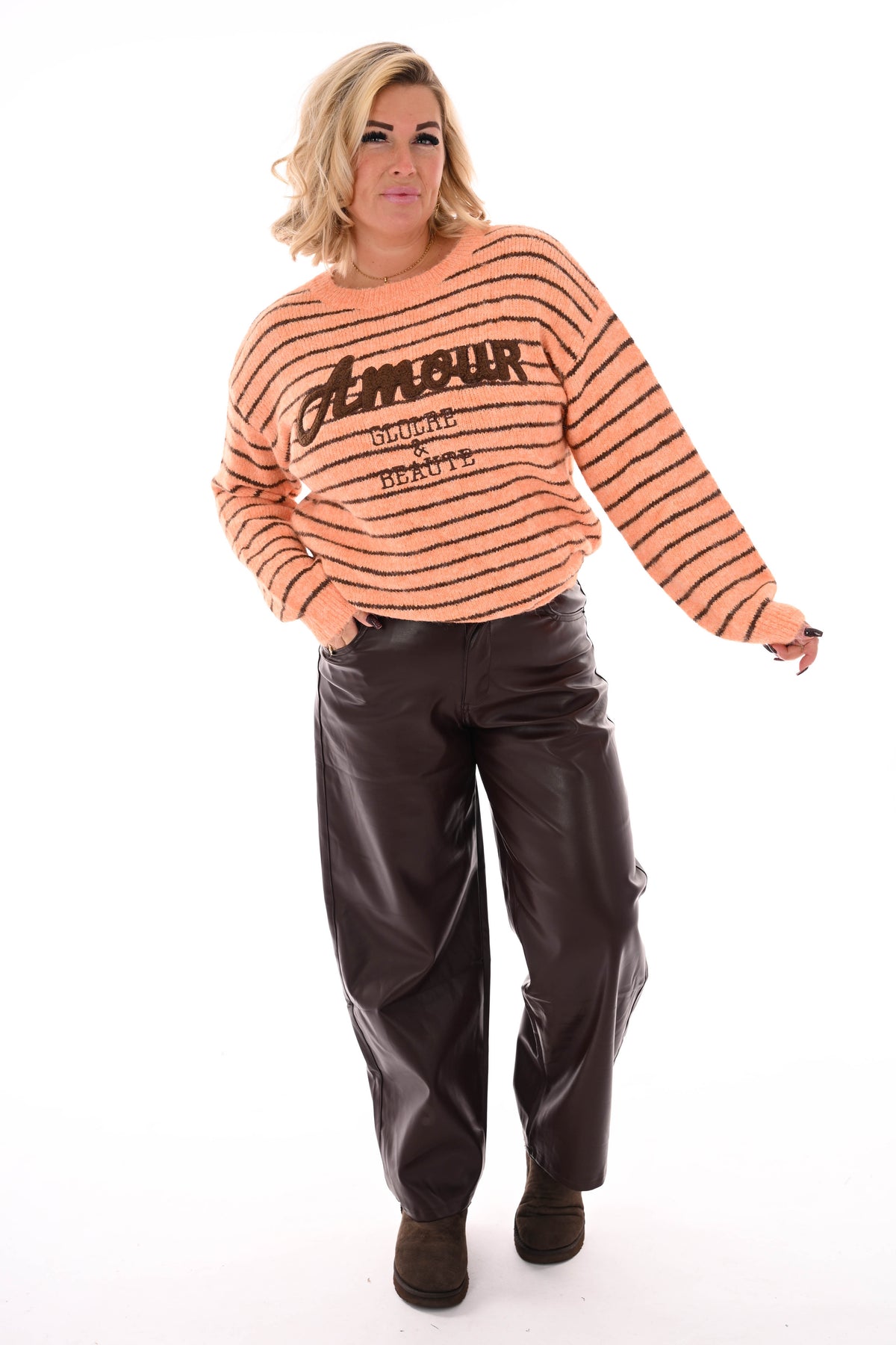 Gebreide trui amour peach