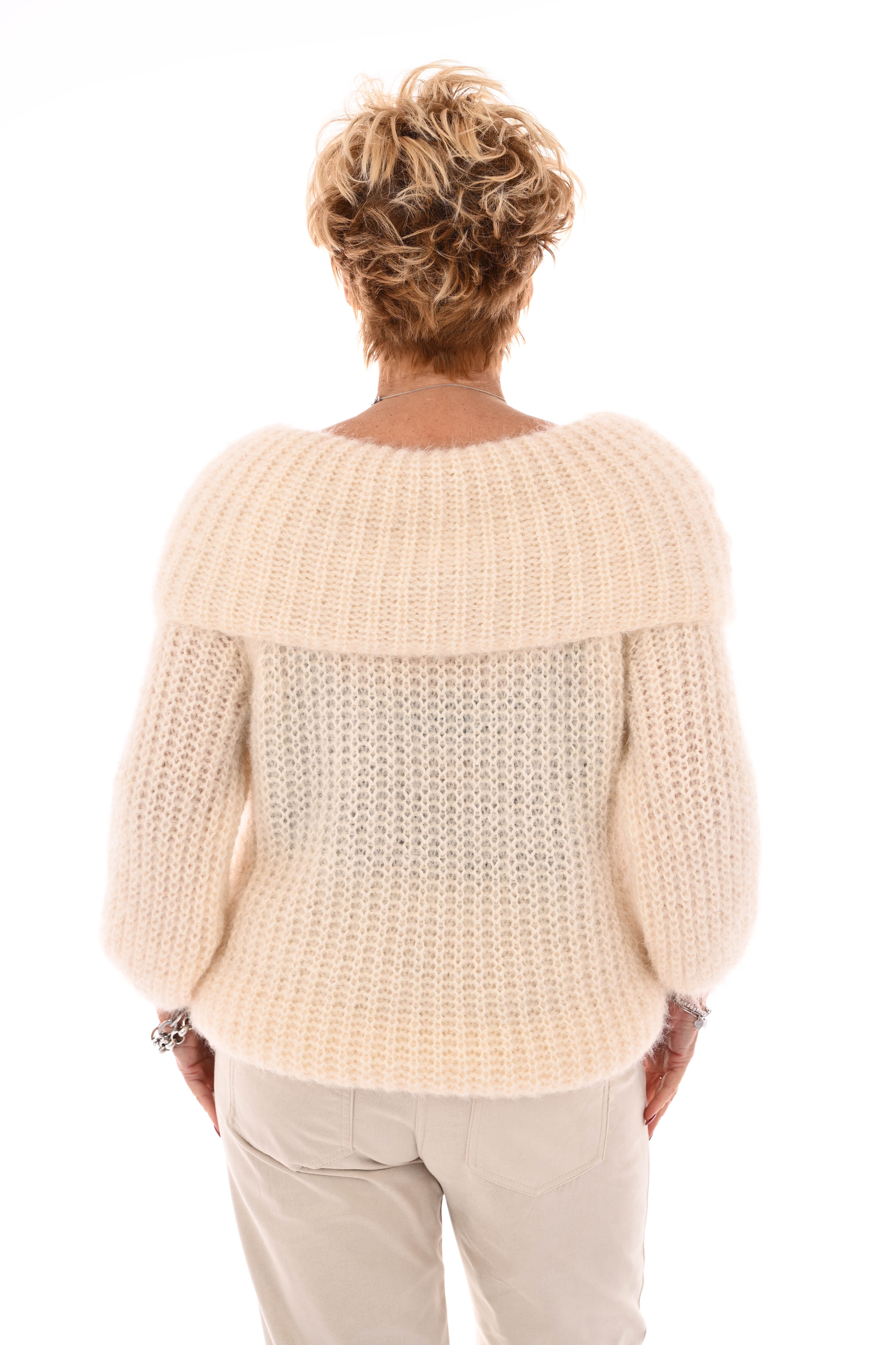 Off-shoulder trui creme