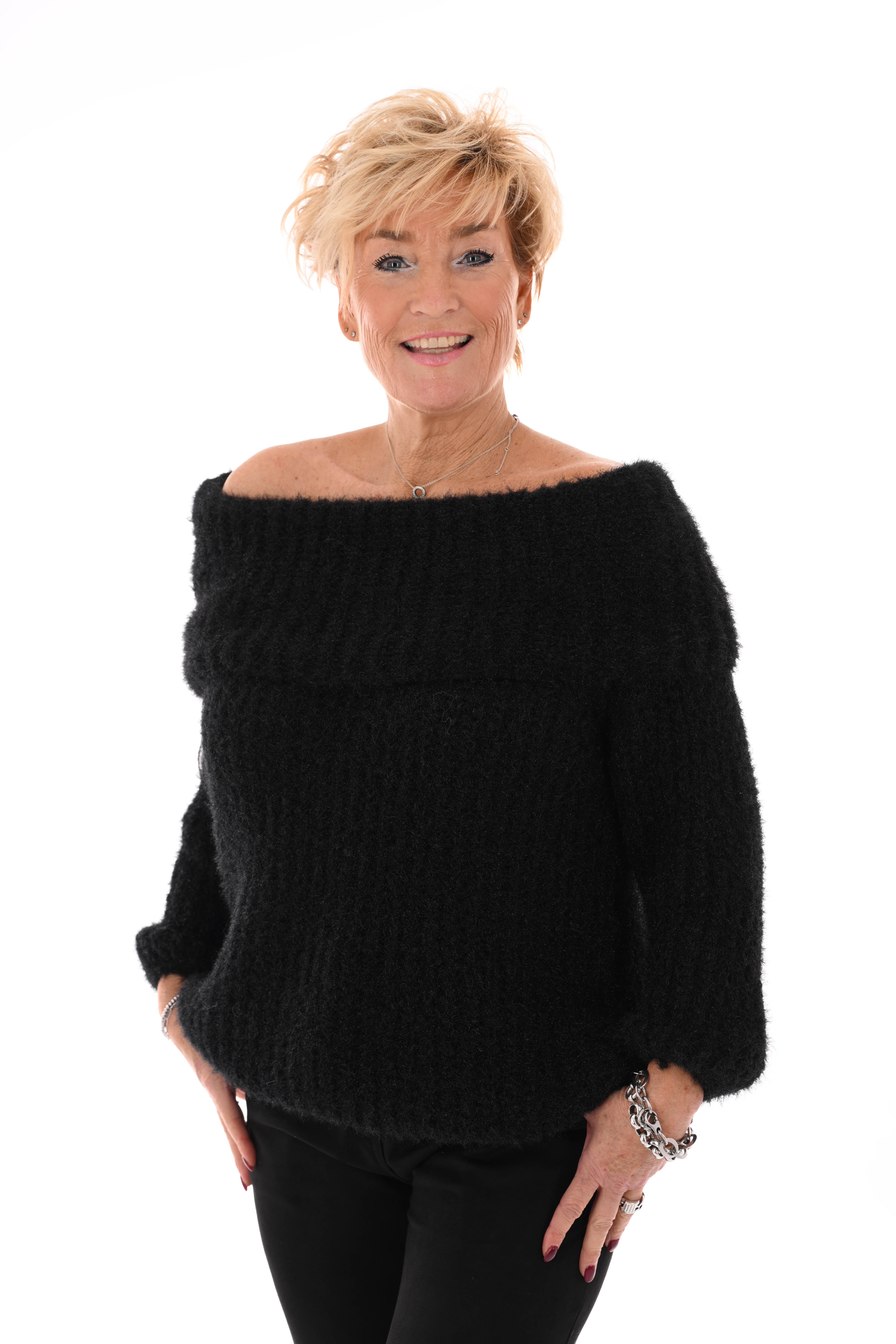 Off-shoulder trui zwart