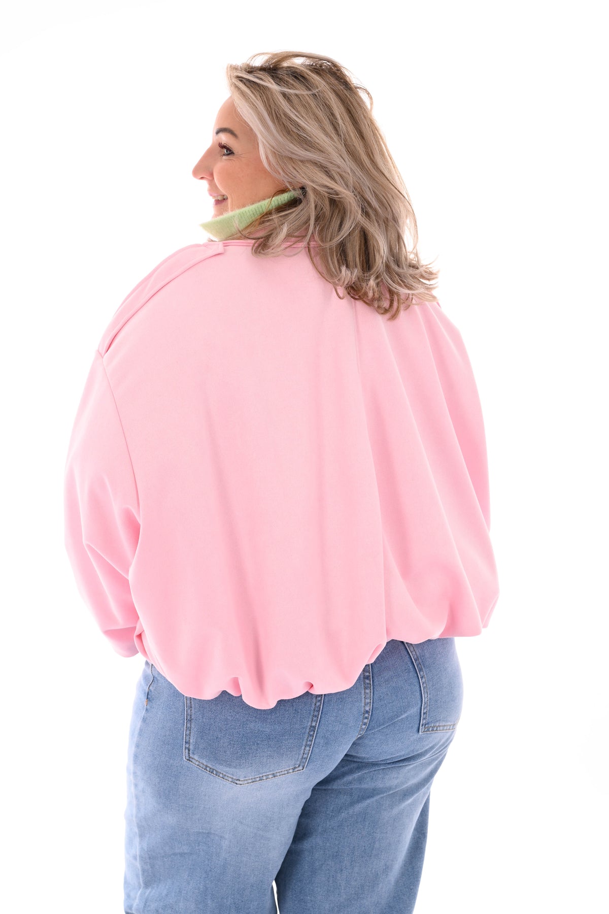 Kort suedelook jasje lichtroze