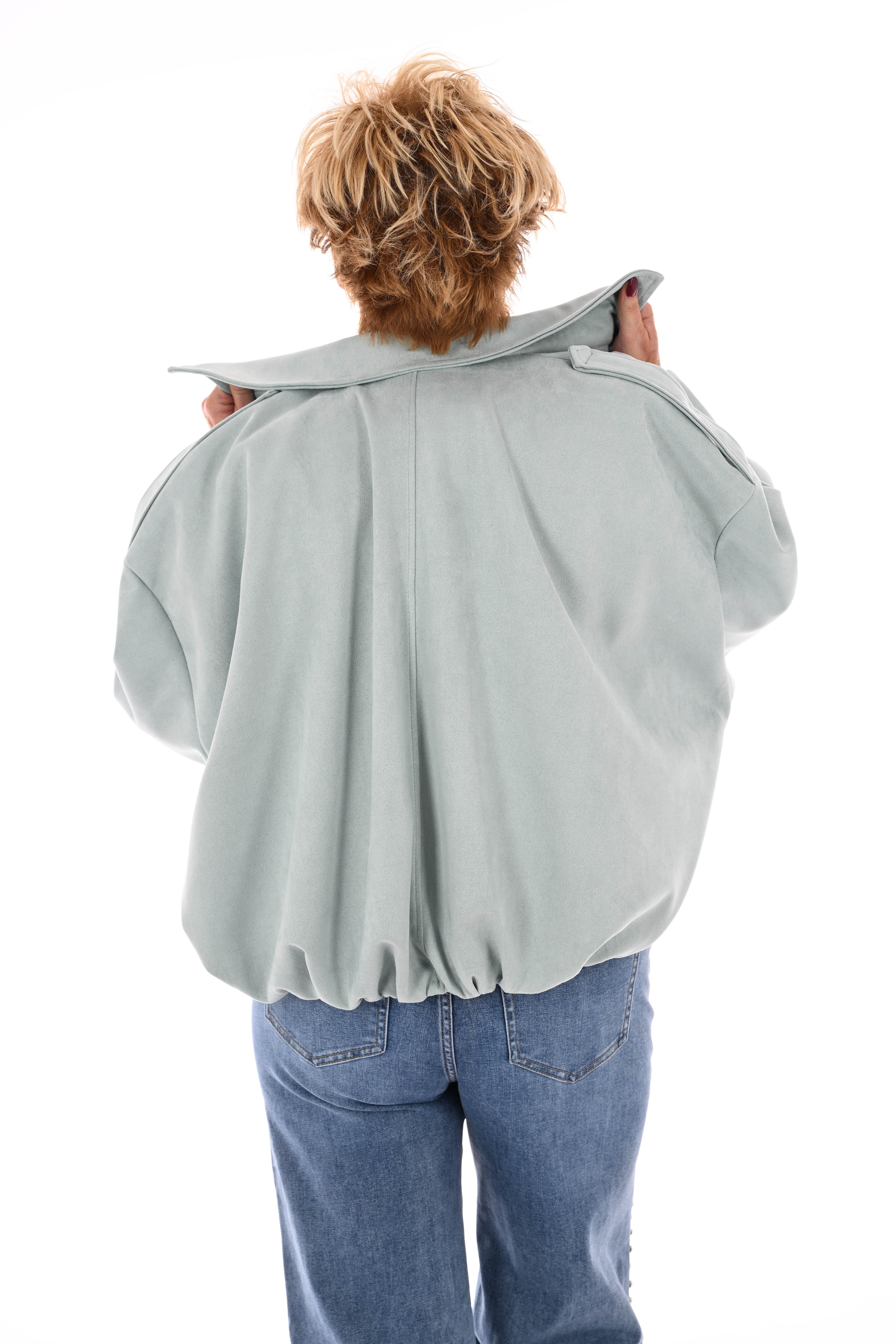 Kort suedelook jasje lindegroen