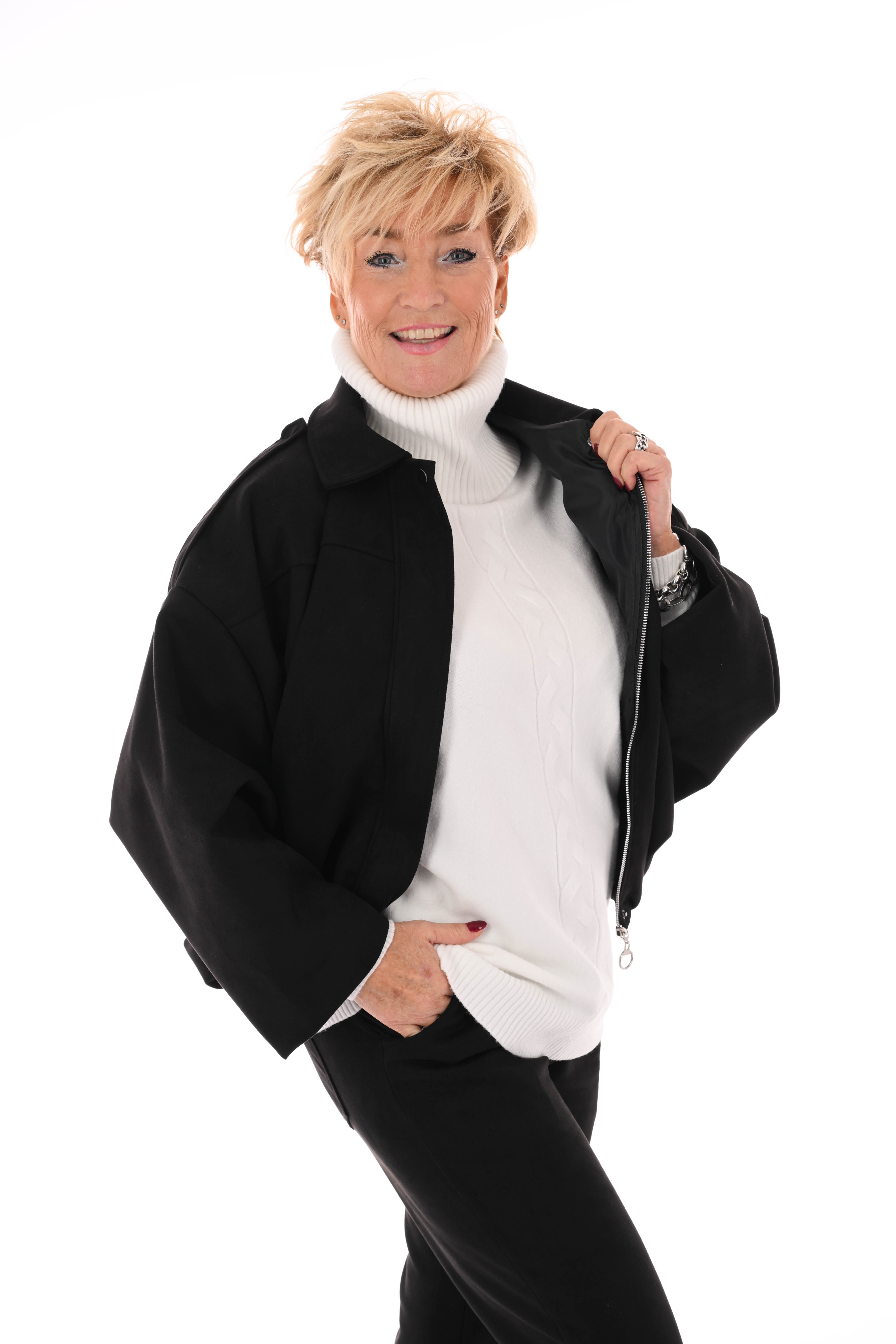 Kort suedelook jasje zwart