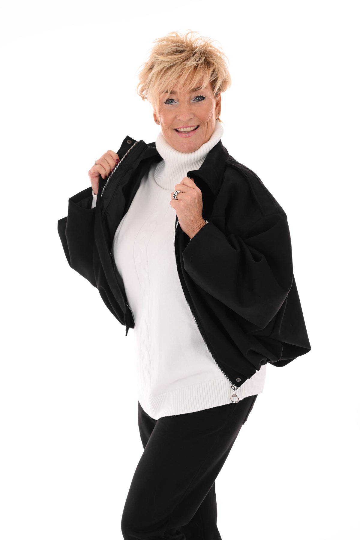 Kort suedelook jasje zwart