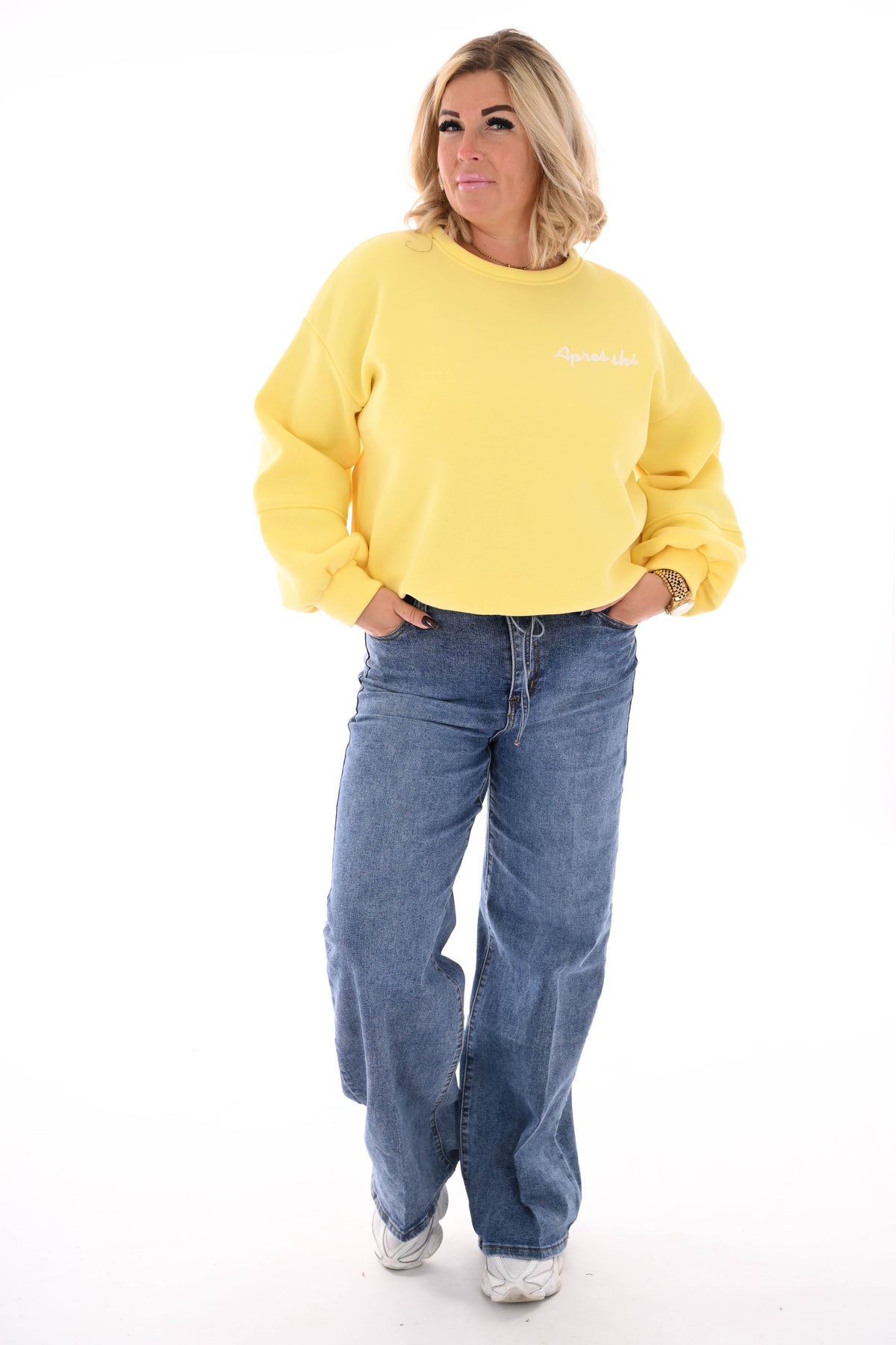 Sweater hart apres ski geel