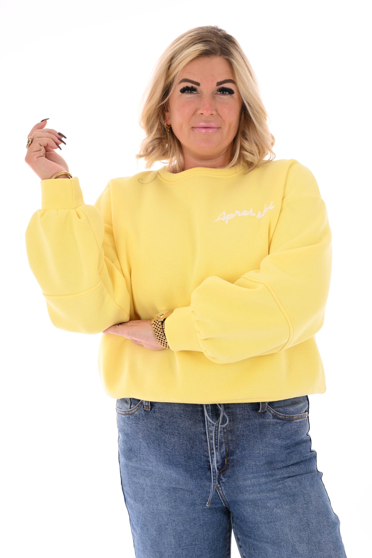 Sweater hart apres ski geel