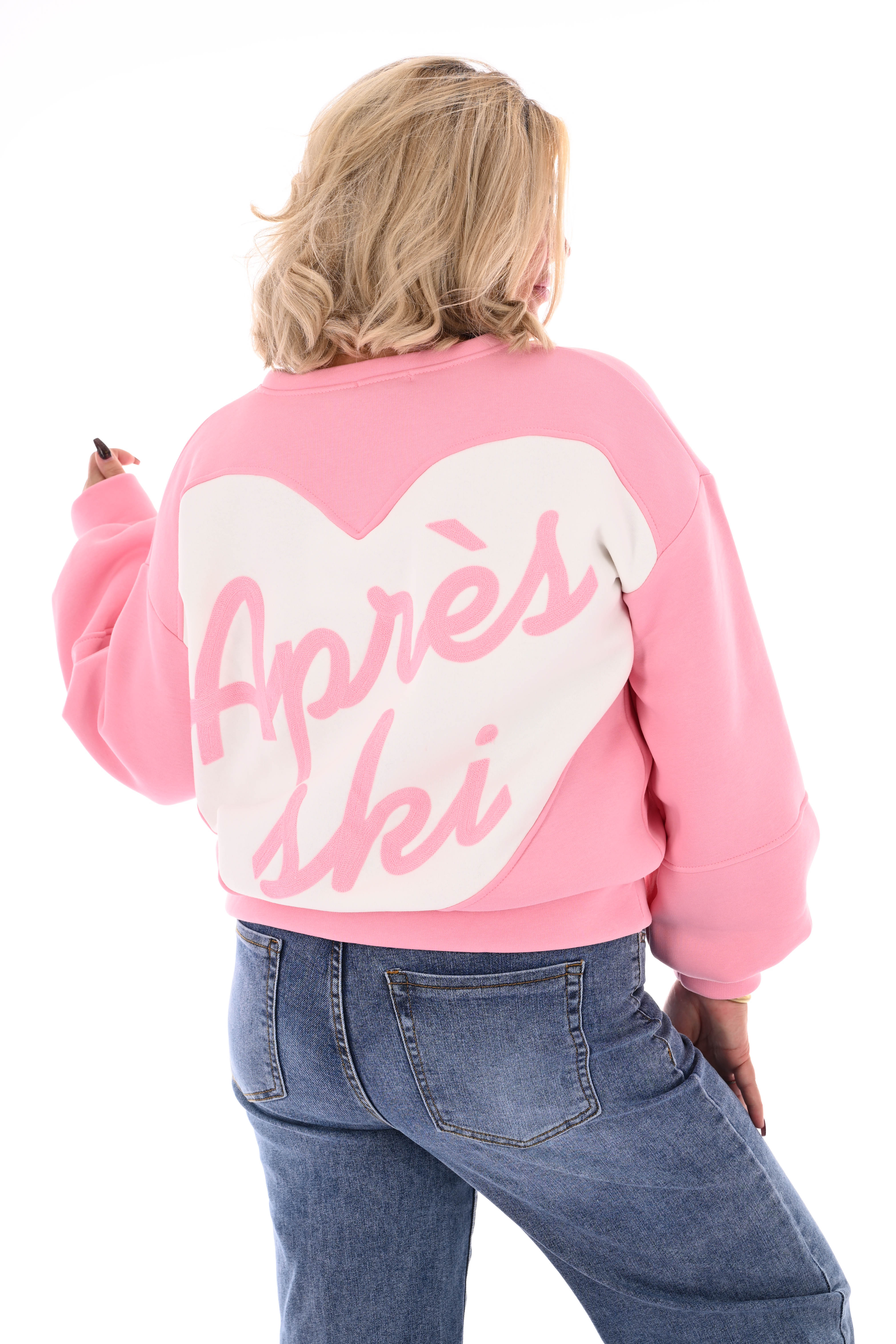 Sweater hart apres ski roze