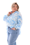 Blouse aquarel bloemen blauw