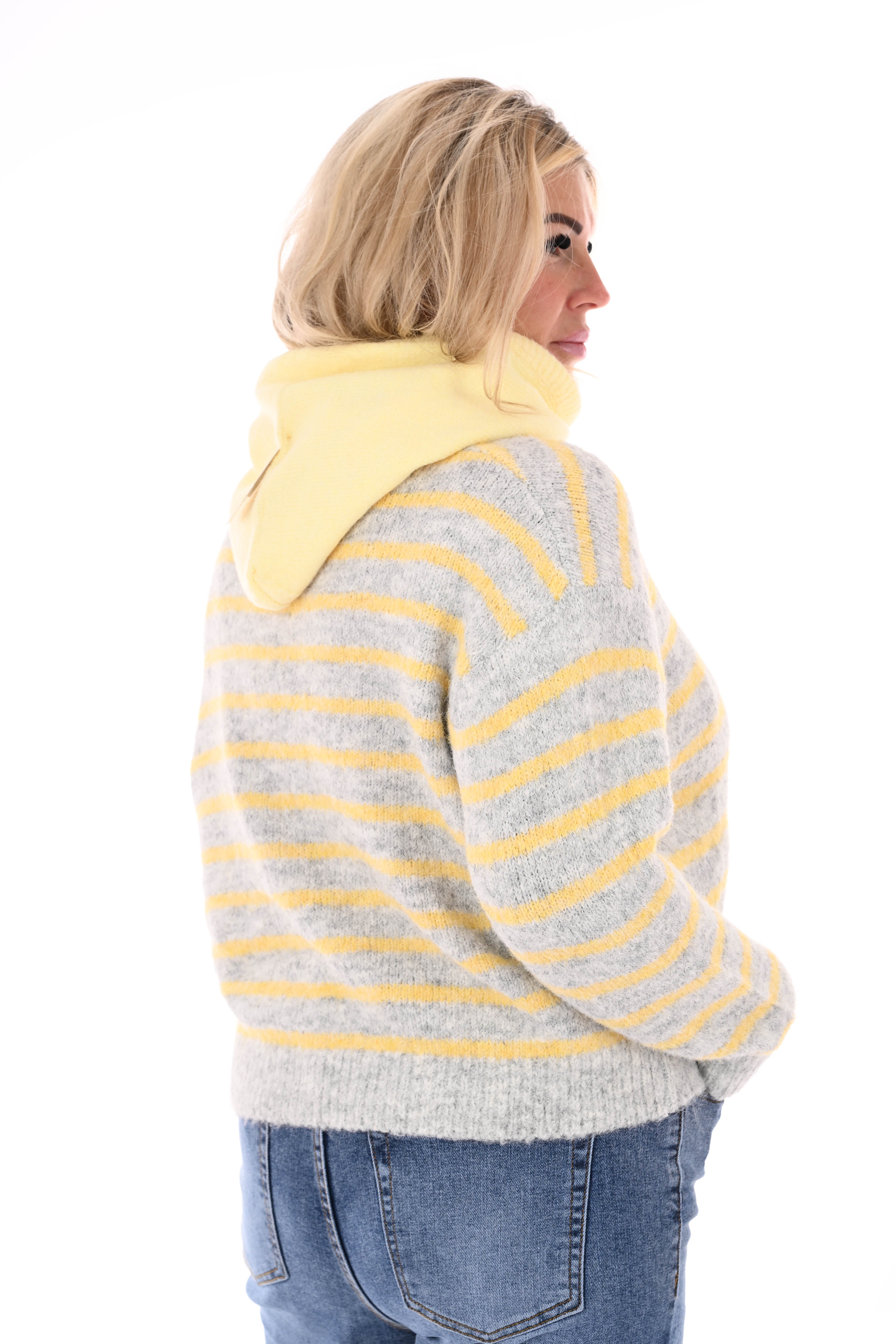 Fijn gebreid vest strepen grijs