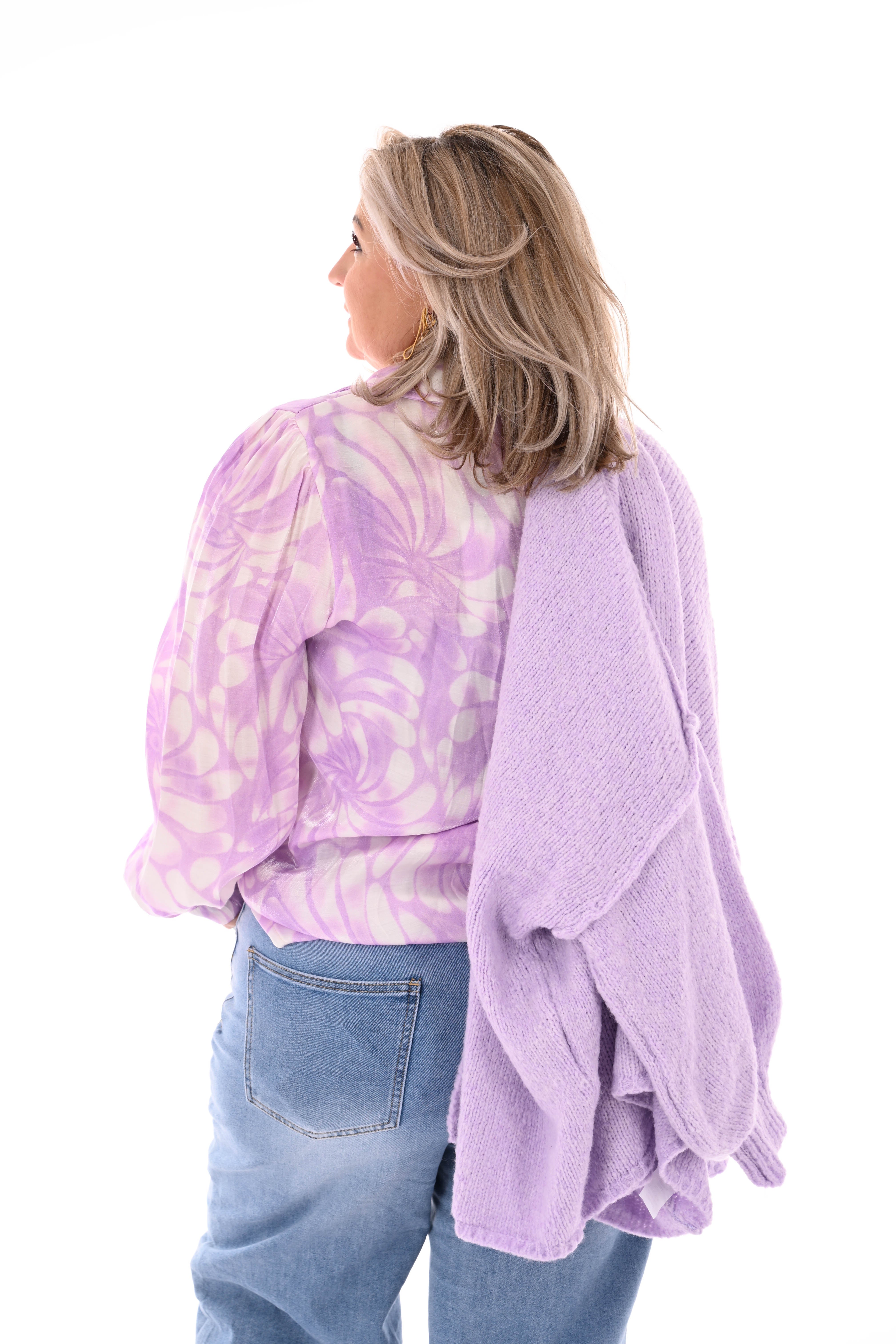 Blouse aquarel bloemen lila