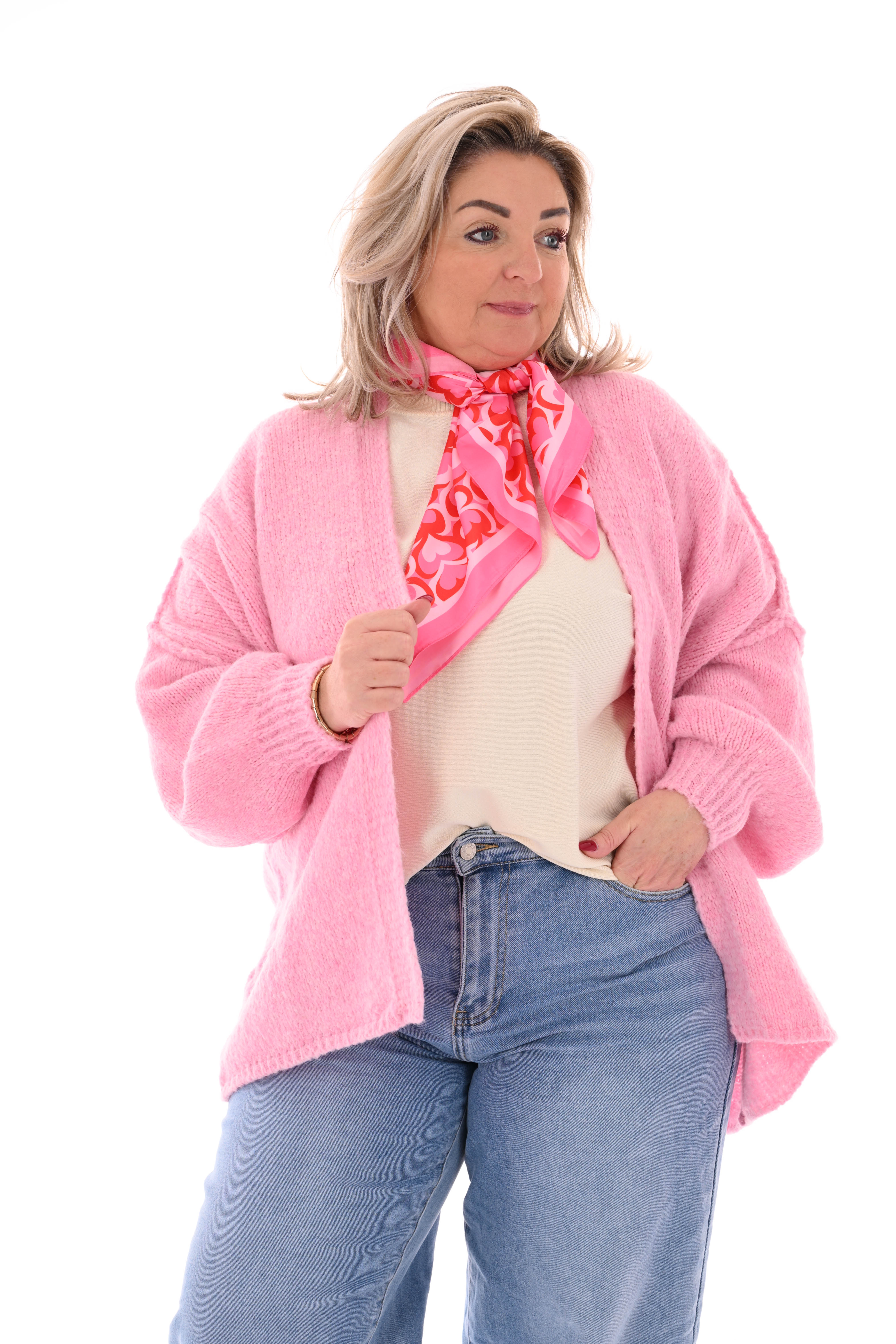 Gebreid vest met naad lichtroze