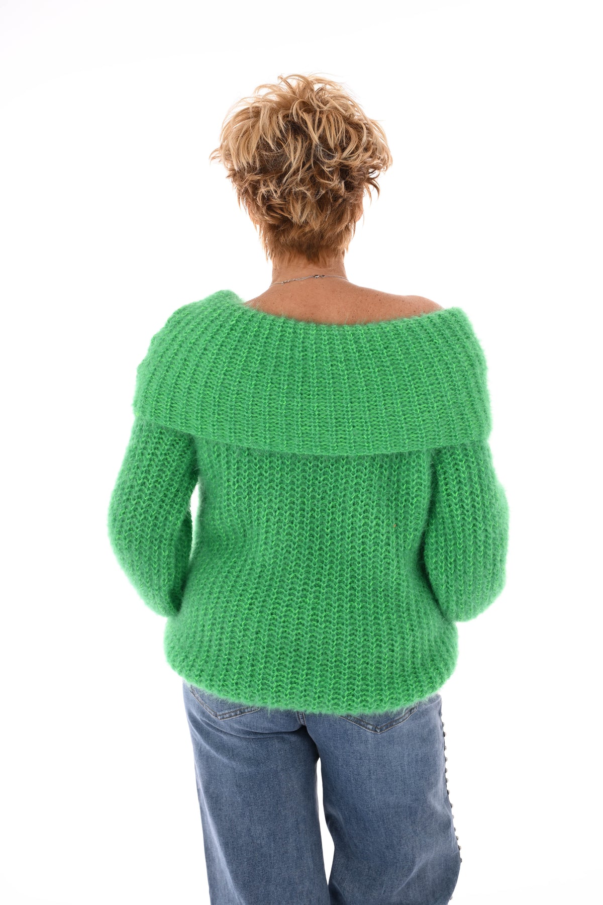 Off-shoulder trui groen