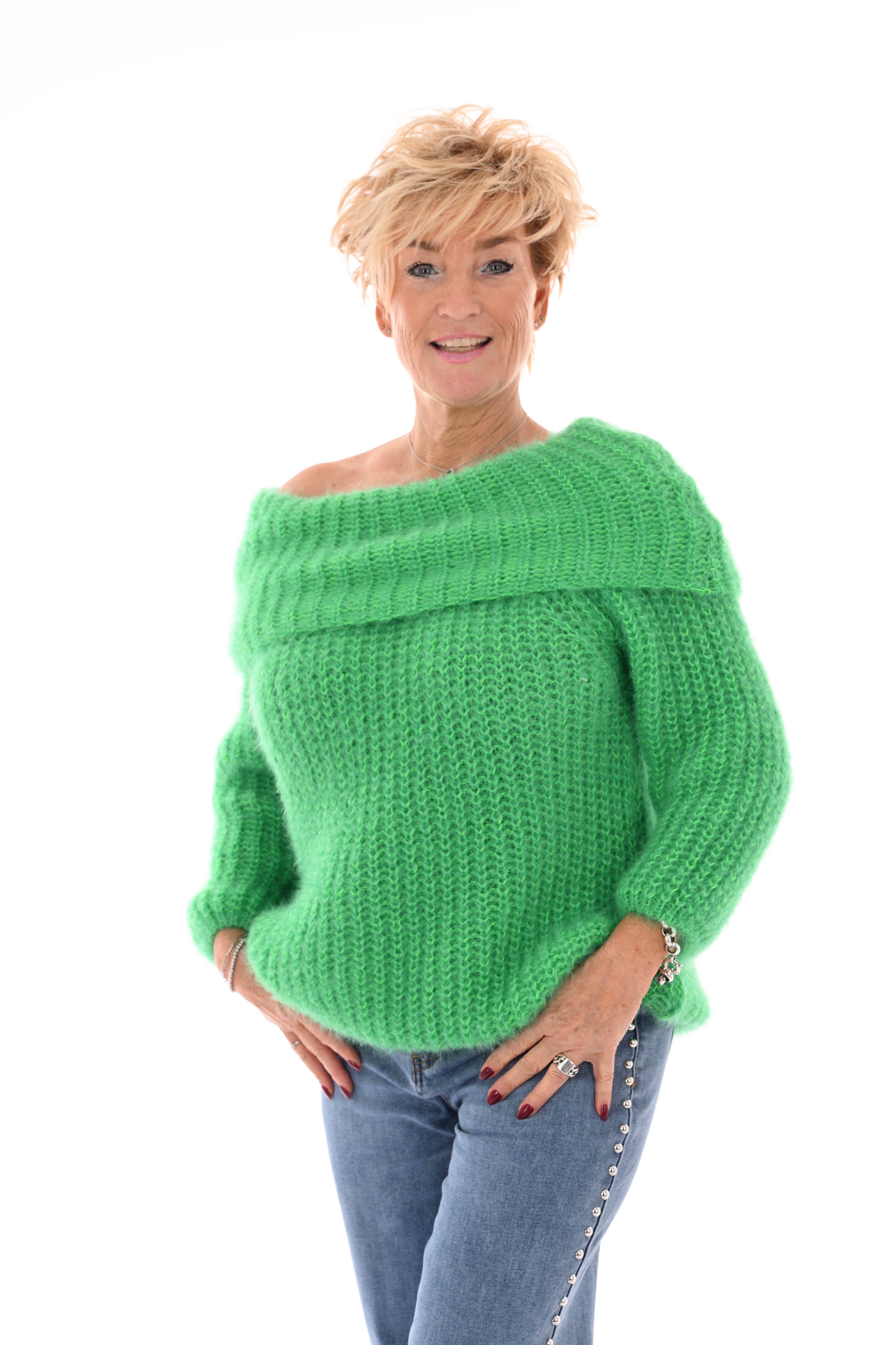 Off-shoulder trui groen