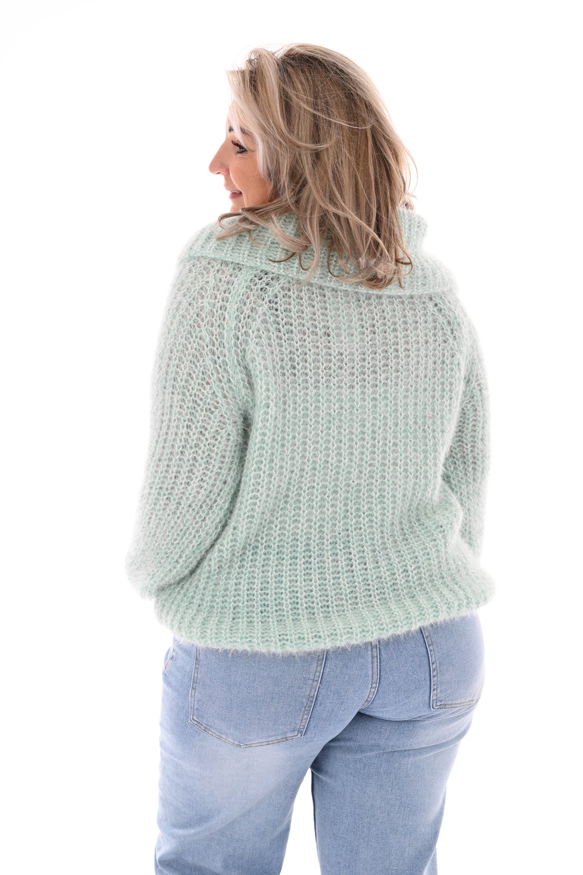 Off-shoulder trui lichtgroen