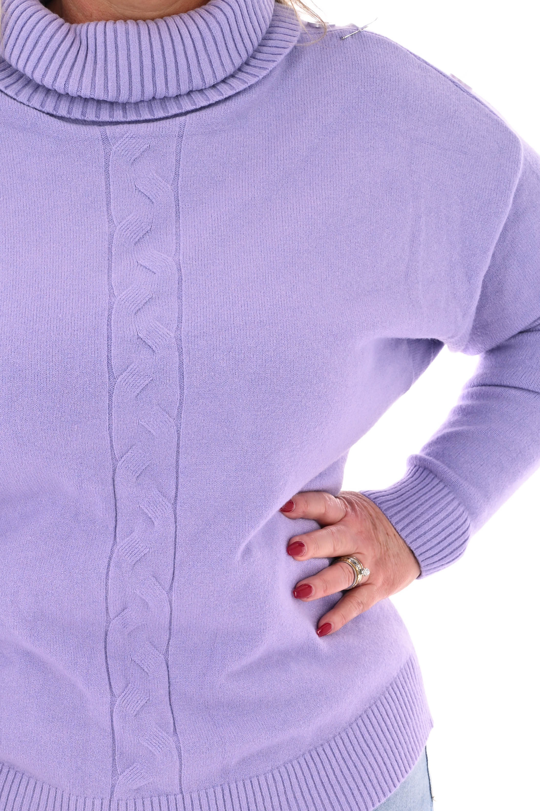 Losse coltrui met knopen lila