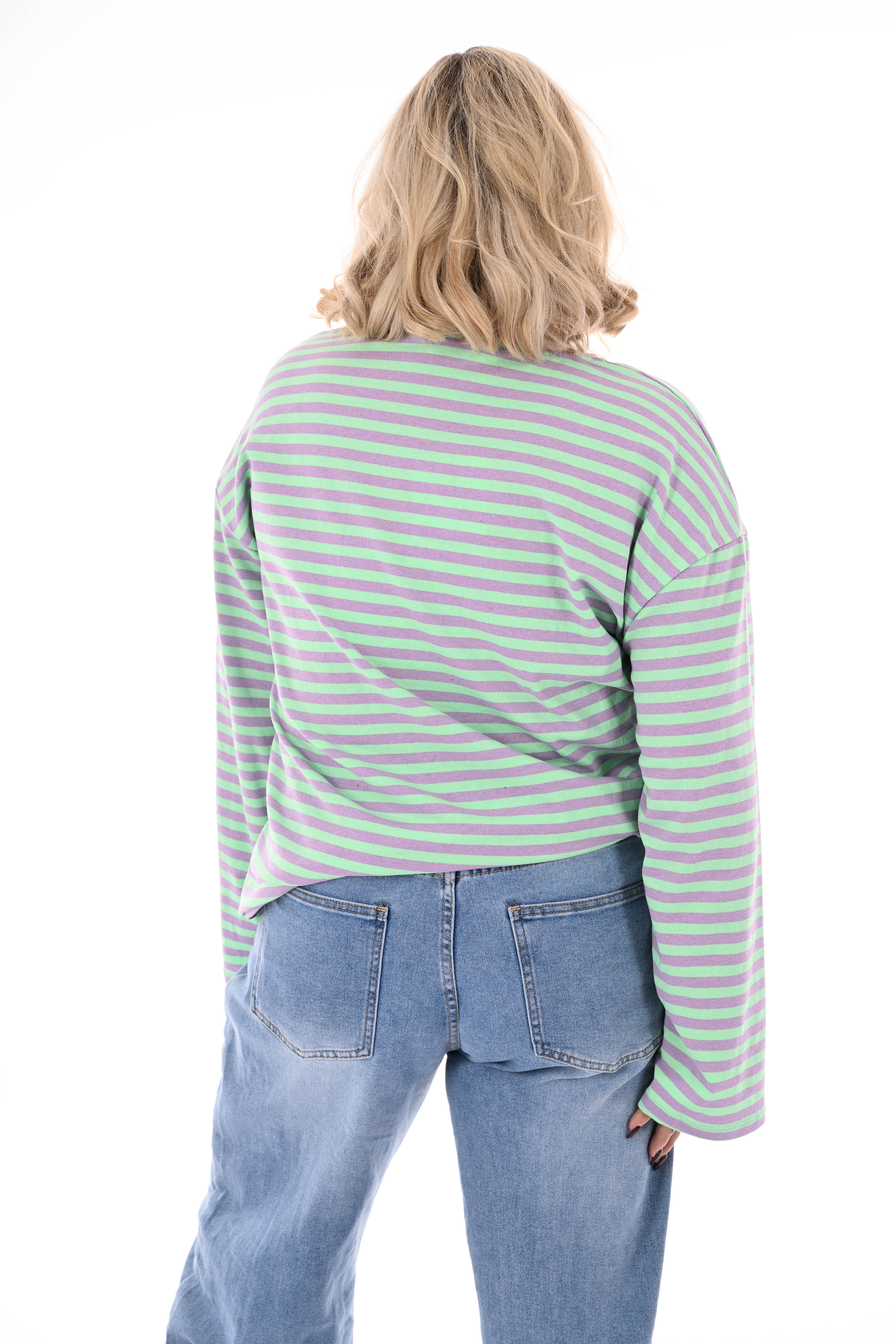 Trui fijne streepjes lila